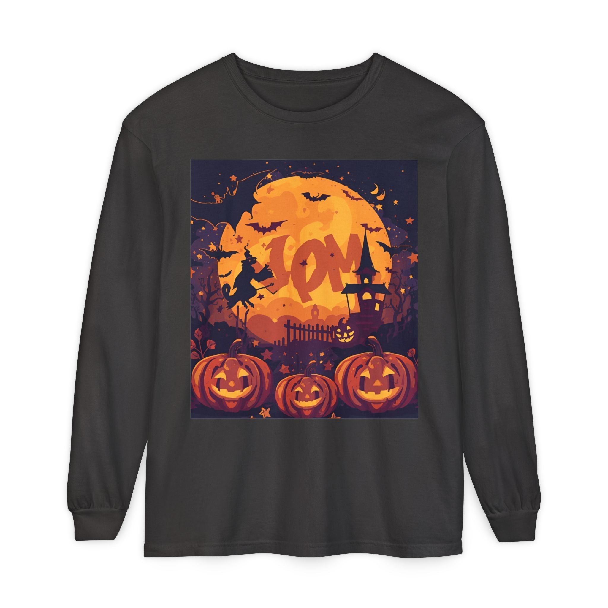 Halloween Pumpkin Long Sleeve T-Shirt, Unisex Spooky Shirt, Fall Apparel, Halloween Costume, Cozy Autumn Top, Halloween Party Wear