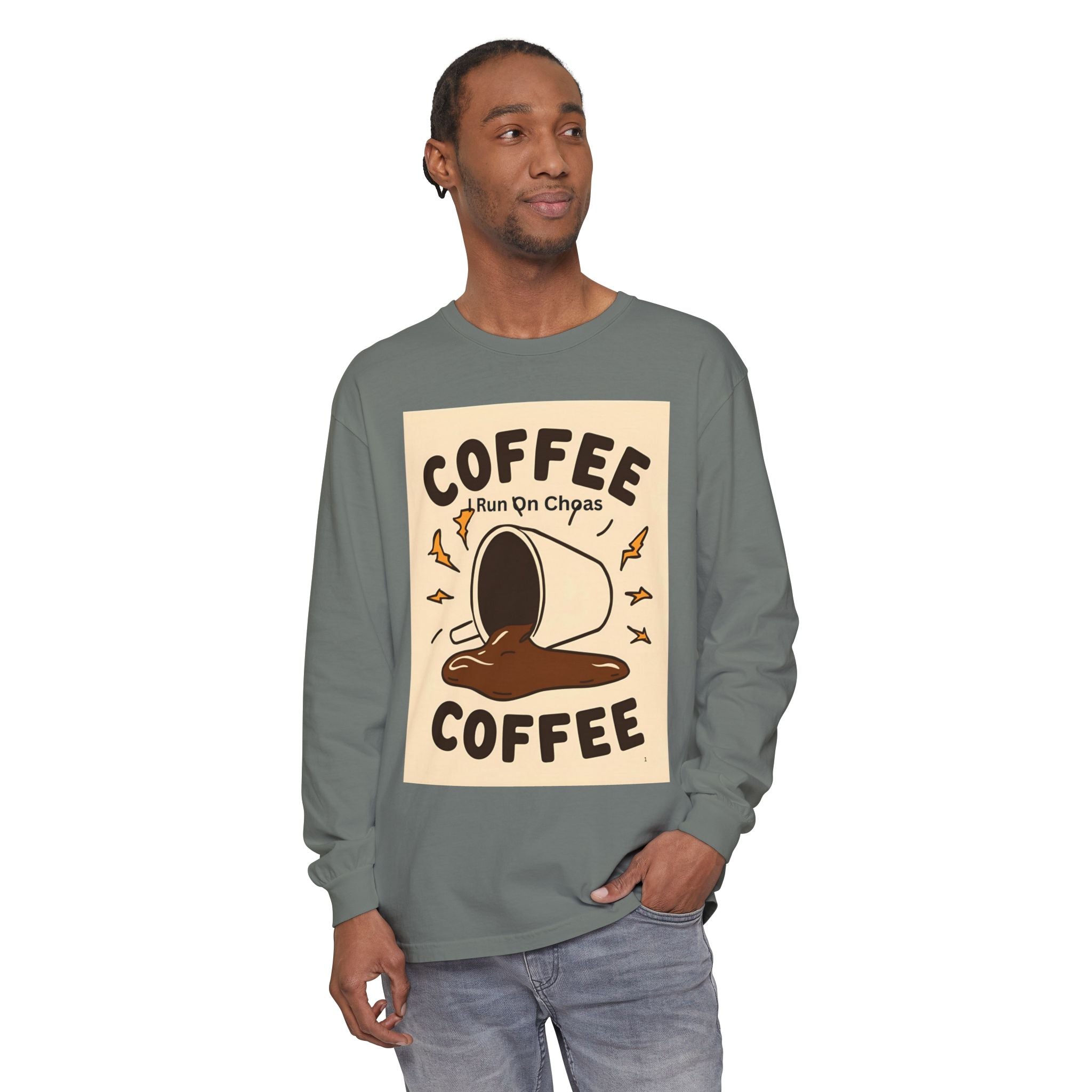 Coffee Coffee Unisex Garment-dyed Long Sleeve T-Shirt