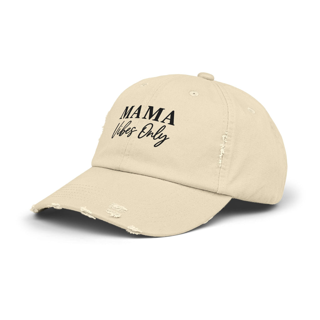 Mama Mode Mama Vibes Only Distressed Baseball Cap — Casual Motherhood Hat