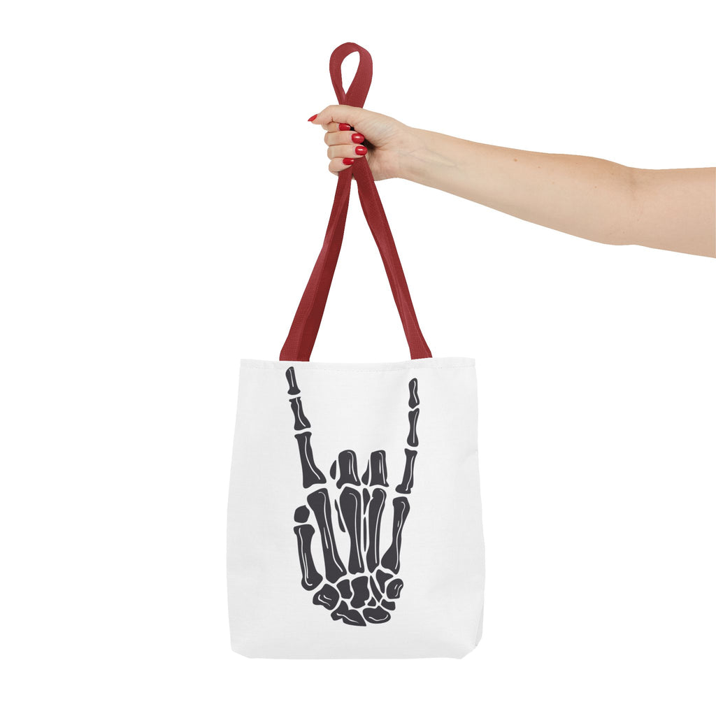 Rock On Skeleton Tote Bag, Goth Tote, Halloween Accessory, Cute Gift for Teens, Festival Bag, Band Merchandise