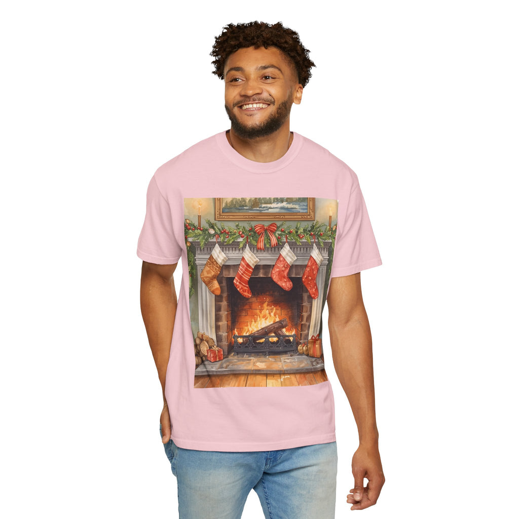 Cozy Christmas Fireplace T-Shirt | Unisex Holiday Tee | Gift for Him/Her | Festive Layering Top | Merry Christmas Apparel