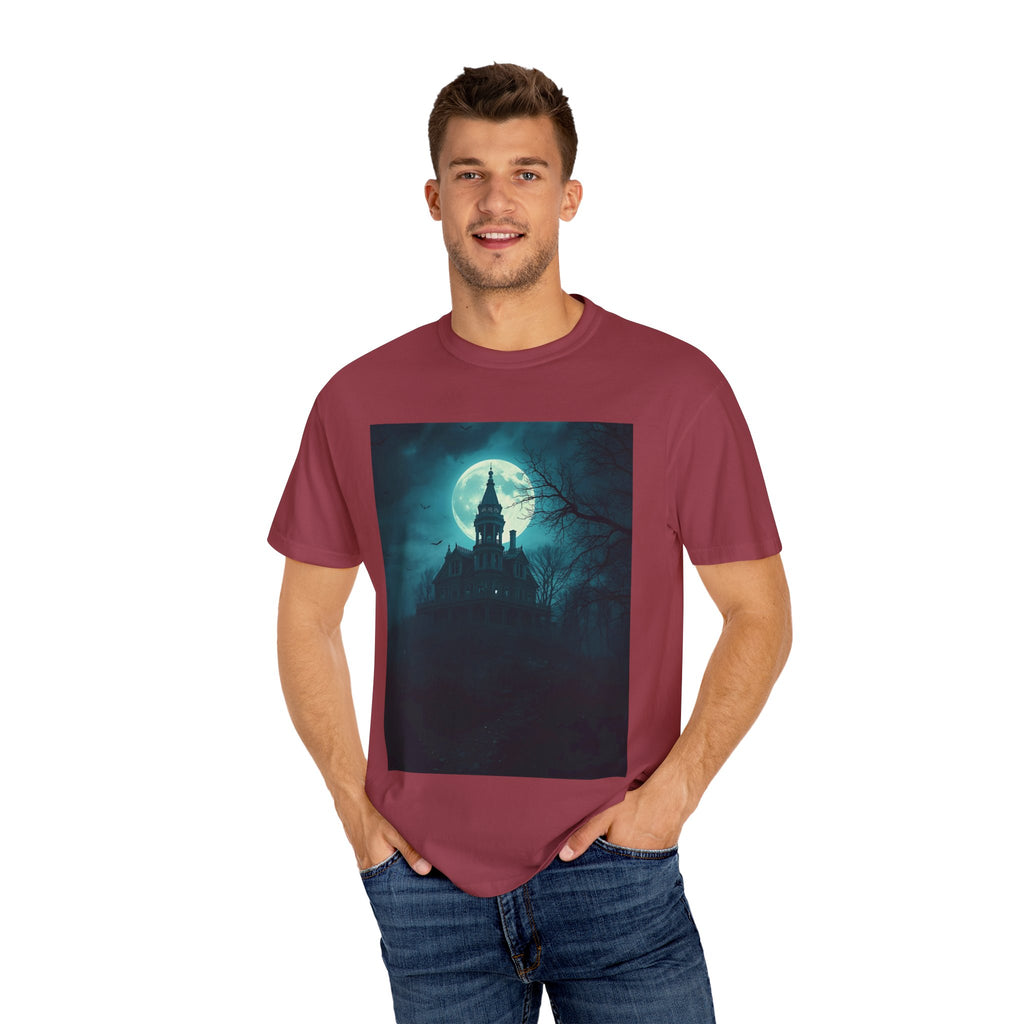 Haunted Moonlit Castle Unisex T-shirt, Gothic Tee, Halloween Apparel, Vintage Style Shirt, Alternative Fashion, Spooky Gift