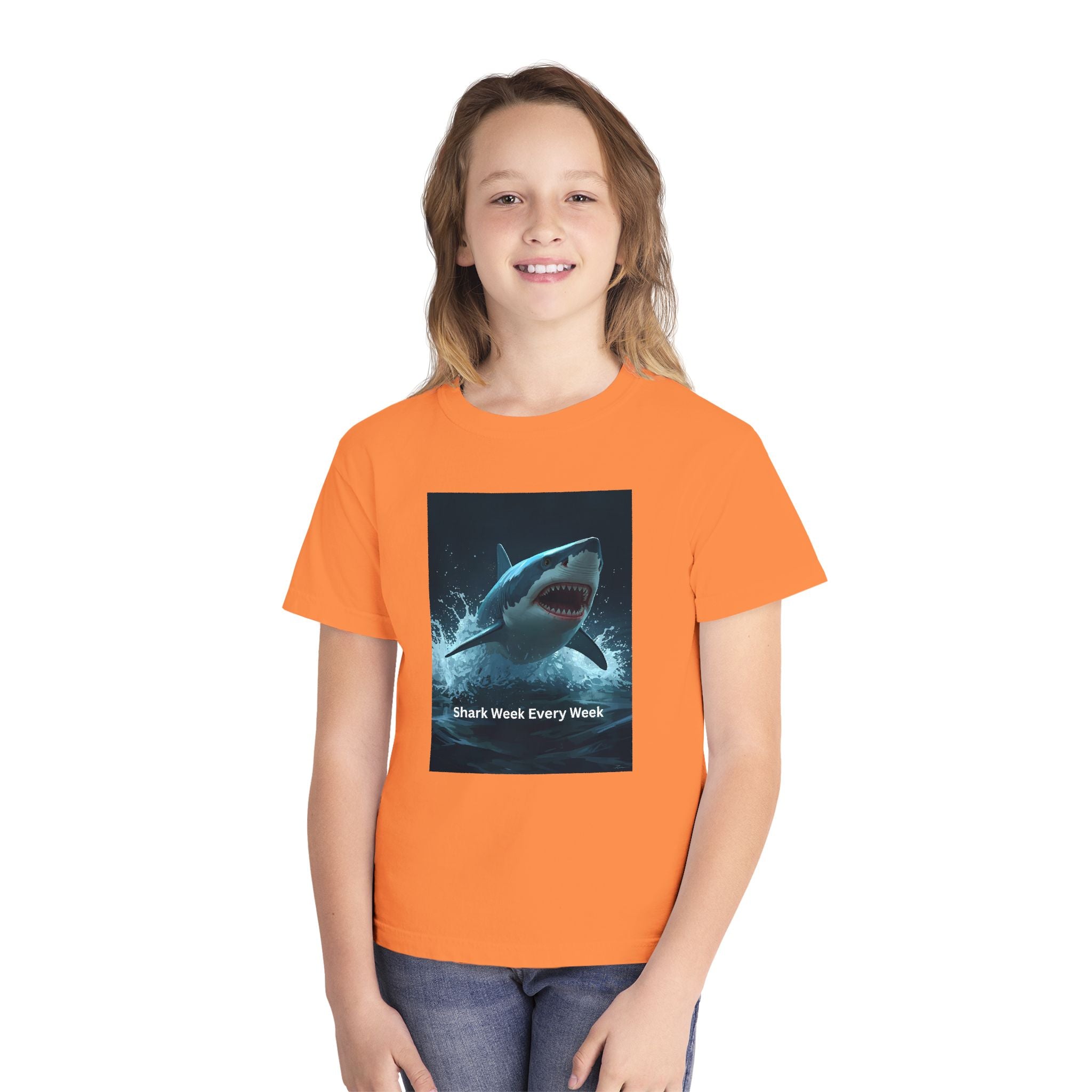 Shark Week Youth Tee, Fun Shark Graphic Shirt, Kids Summer Apparel, Ocean Lover Gift, Beach Party Clothing