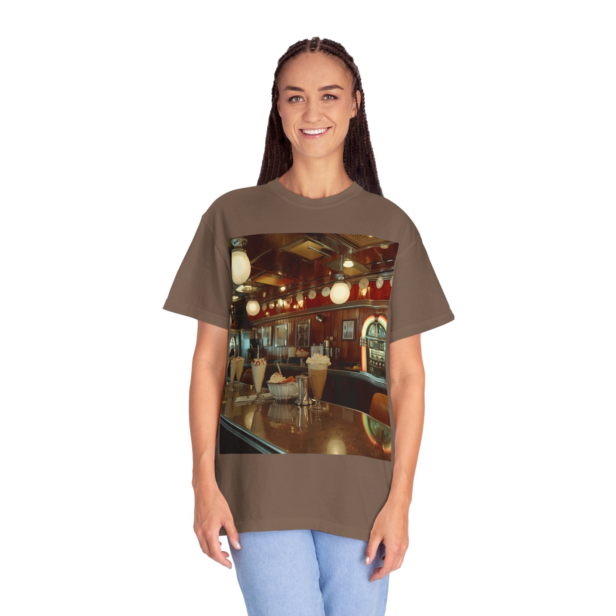 Cozy Vintage Café Vibe Unisex T-shirt, Casual Tee, Retro Style, Gift for Coffee Lovers, Summer Fashion, Everyday Wear