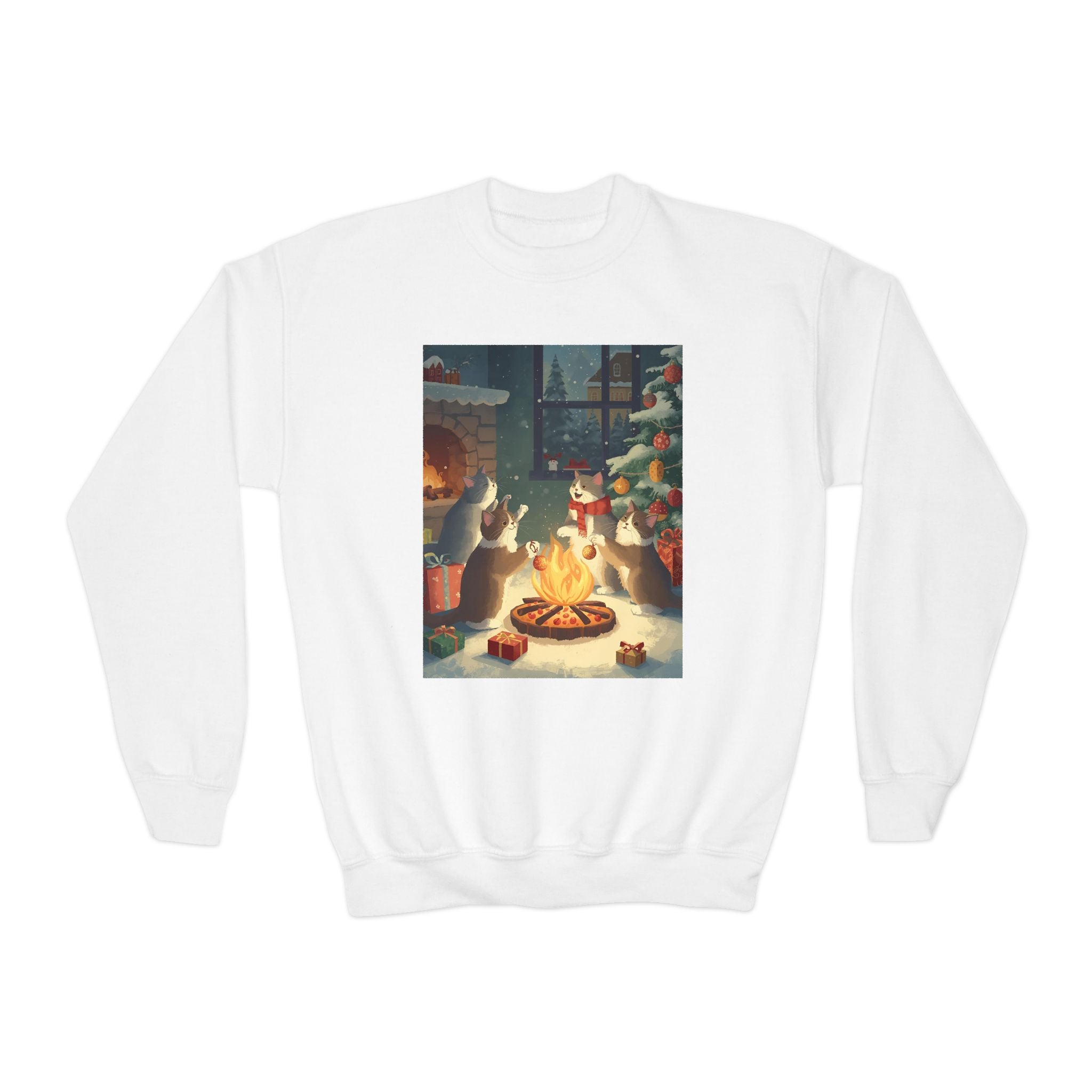 Cute Cats Christmas Youth Crewneck Sweatshirt