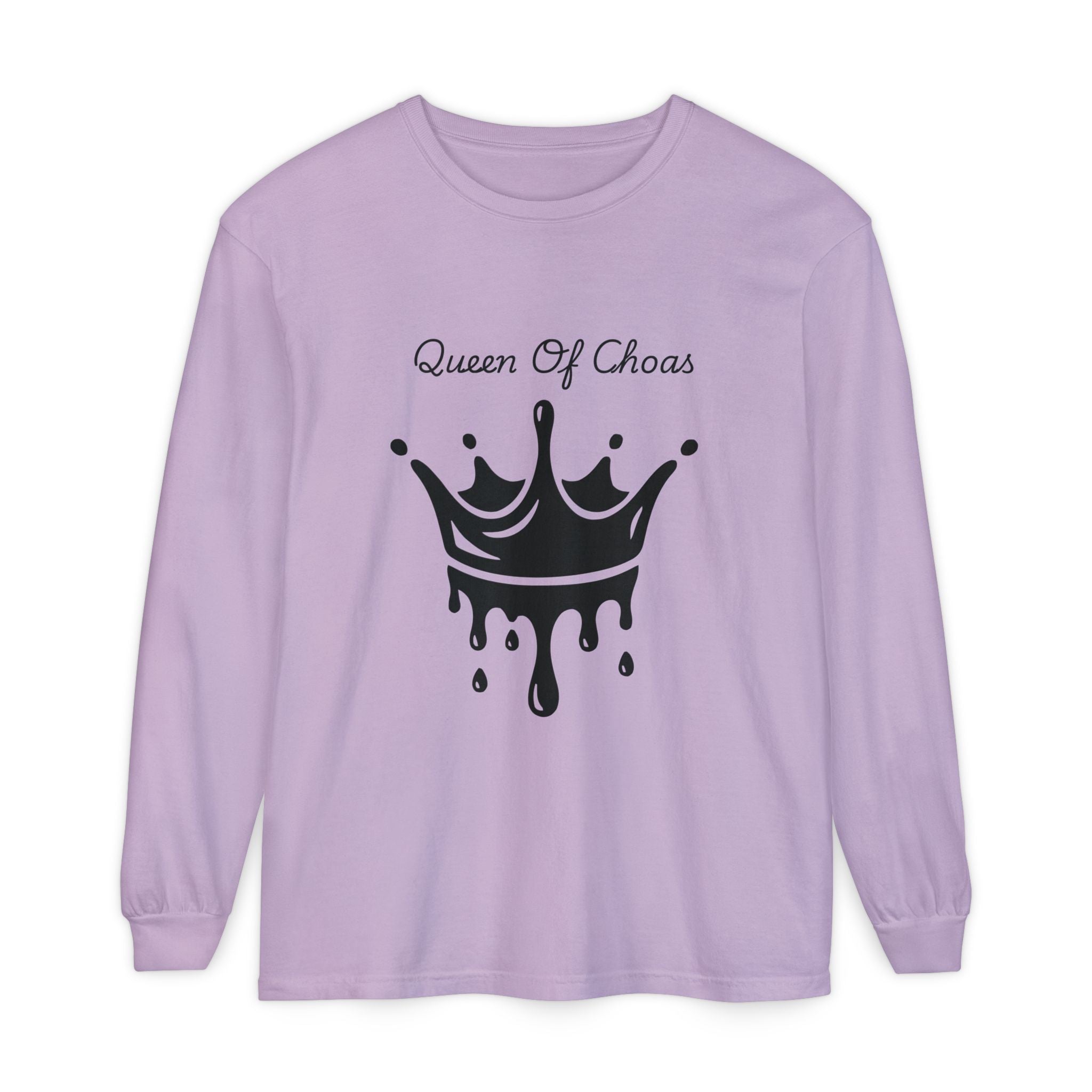 Queen of Chaos Long Sleeve T-Shirt - Stylish Unisex Apparel for Creative Souls, Casual Wear, Gift for Her, Birthday, Everyday Style