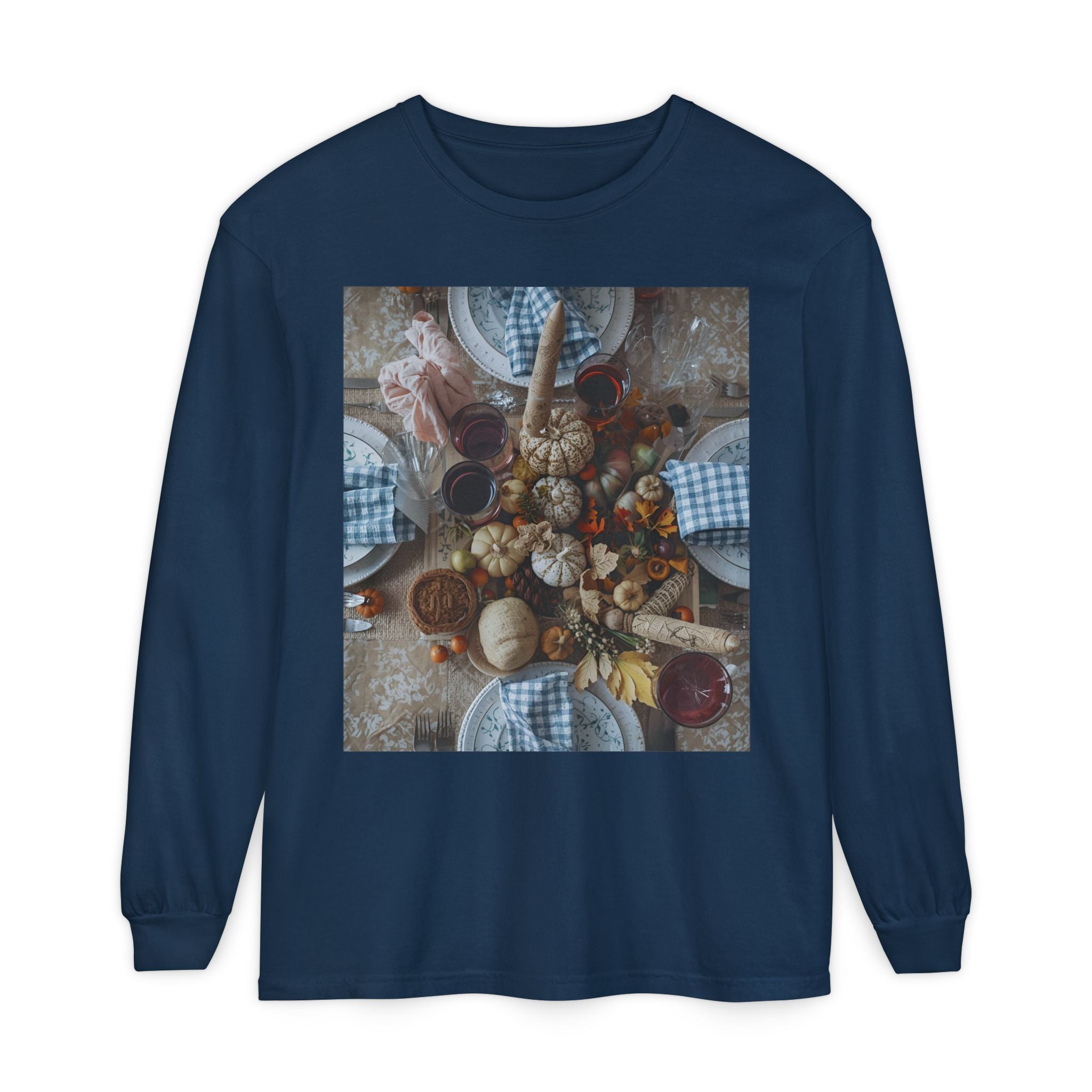 Rustic Gatherings Festive Long Sleeve T-Shirt for Gatherings, Casual Wear, Thanksgiving Shirt, Cozy Gift, Holiday Celebration Tee