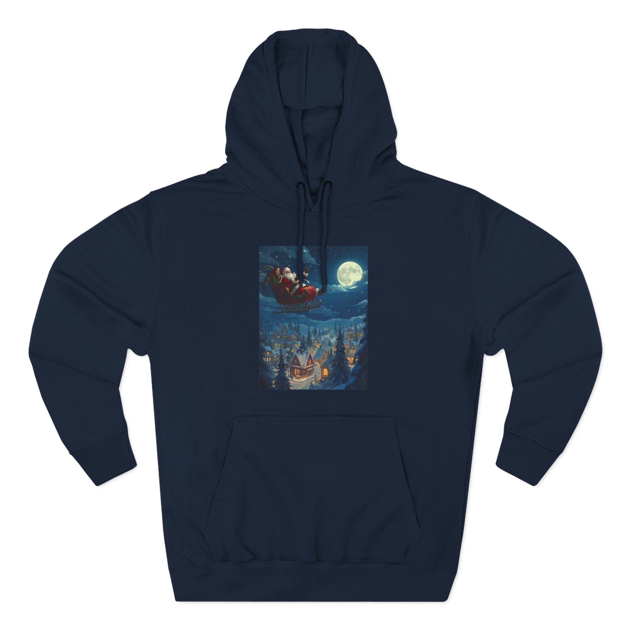 Christmas Santa Sleigh Three-Panel Fleece Hoodie
