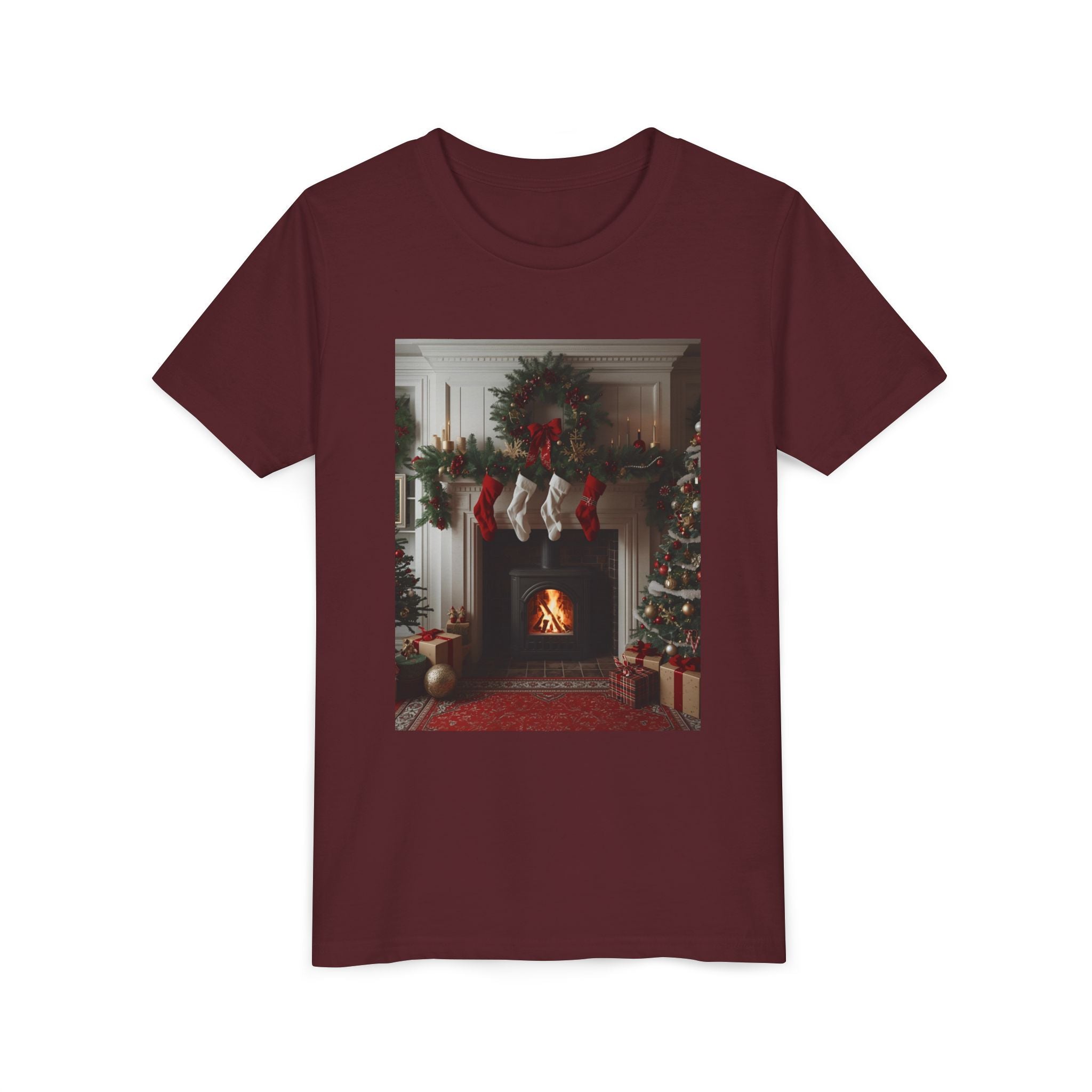 Cozy Christmas Youth Tee, Holiday Gift for Kids, Festive Short Sleeve Shirt, Winter Wear, Family Photos, Christmas Apparel