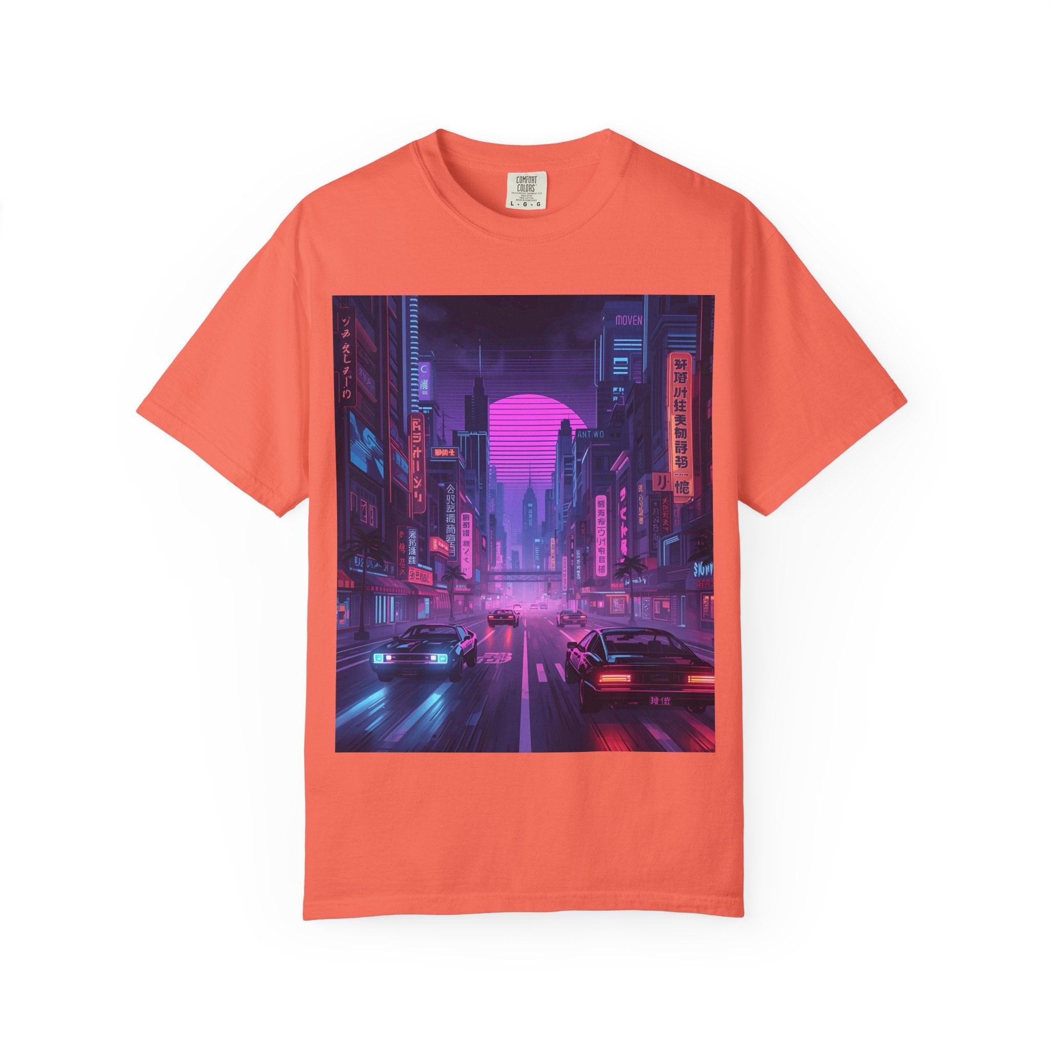 Futuristic Neon Cityscape T-Shirt, Retro Graphic Tee, Unisex Streetwear, Urban Vibe Shirt, Gift for Gamers, Summer Outfit