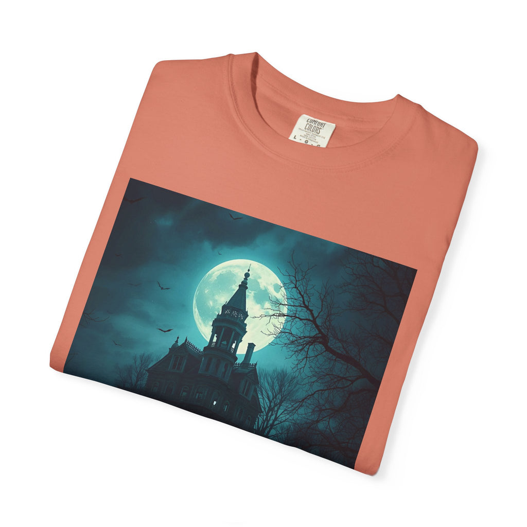 Haunted Moonlit Castle Unisex T-shirt, Gothic Tee, Halloween Apparel, Vintage Style Shirt, Alternative Fashion, Spooky Gift