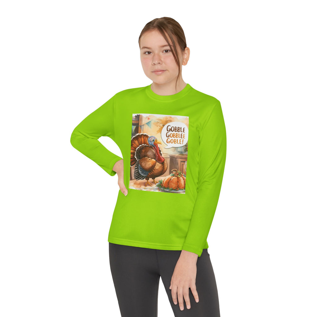 Thanksgiving Turkey Youth Long Sleeve Competitor Tee