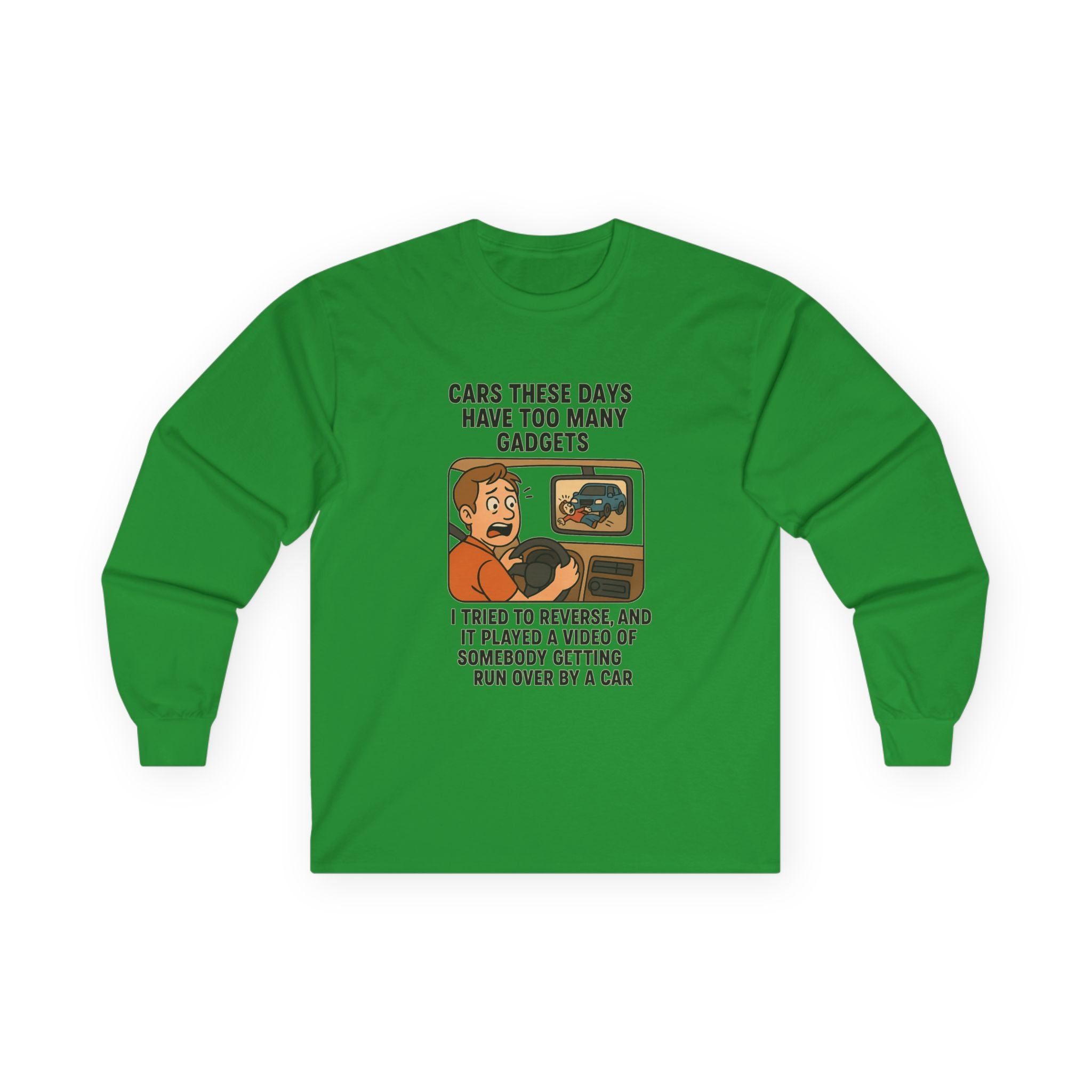Cars These Days Have Too Many Gadgets Riverview Mirror Funny Gadget-Inspired Unisex Long Sleeve Tee