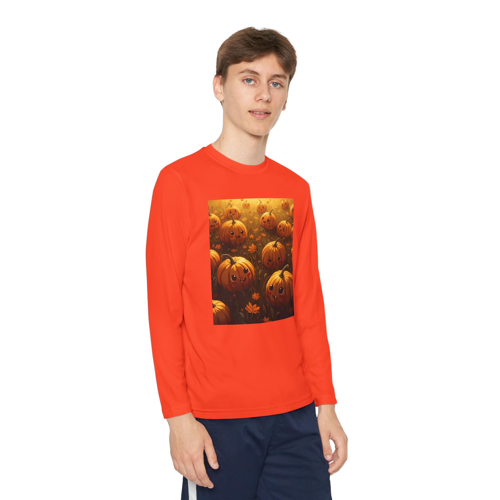 Happy Halloween Pumpkin Youth Long Sleeve Competitor Tee
