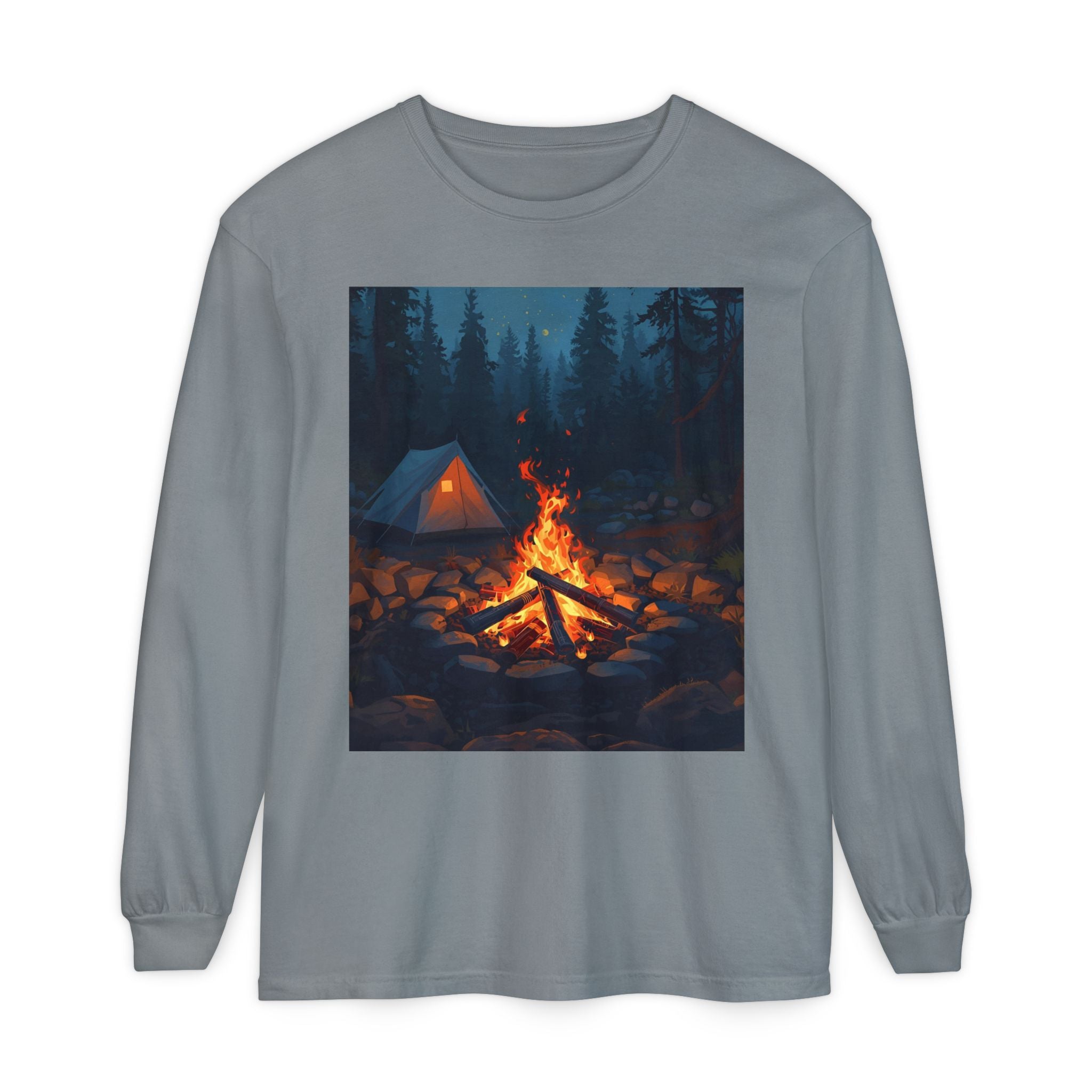 Camping Vibes Long Sleeve T-Shirt | Outdoor Adventure Shirt, Cozy Gift for Campers, Bonfire, Nature Lovers, Unisex Tee