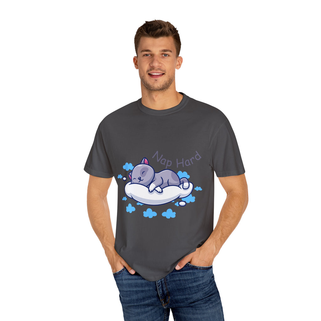 Cat Nap Graphic T-shirt, Cute Cat Tee, Relaxed Fit Apparel, Gift for Cat Lovers, Cozy Lounge Wear, Funny Pet Humor Top