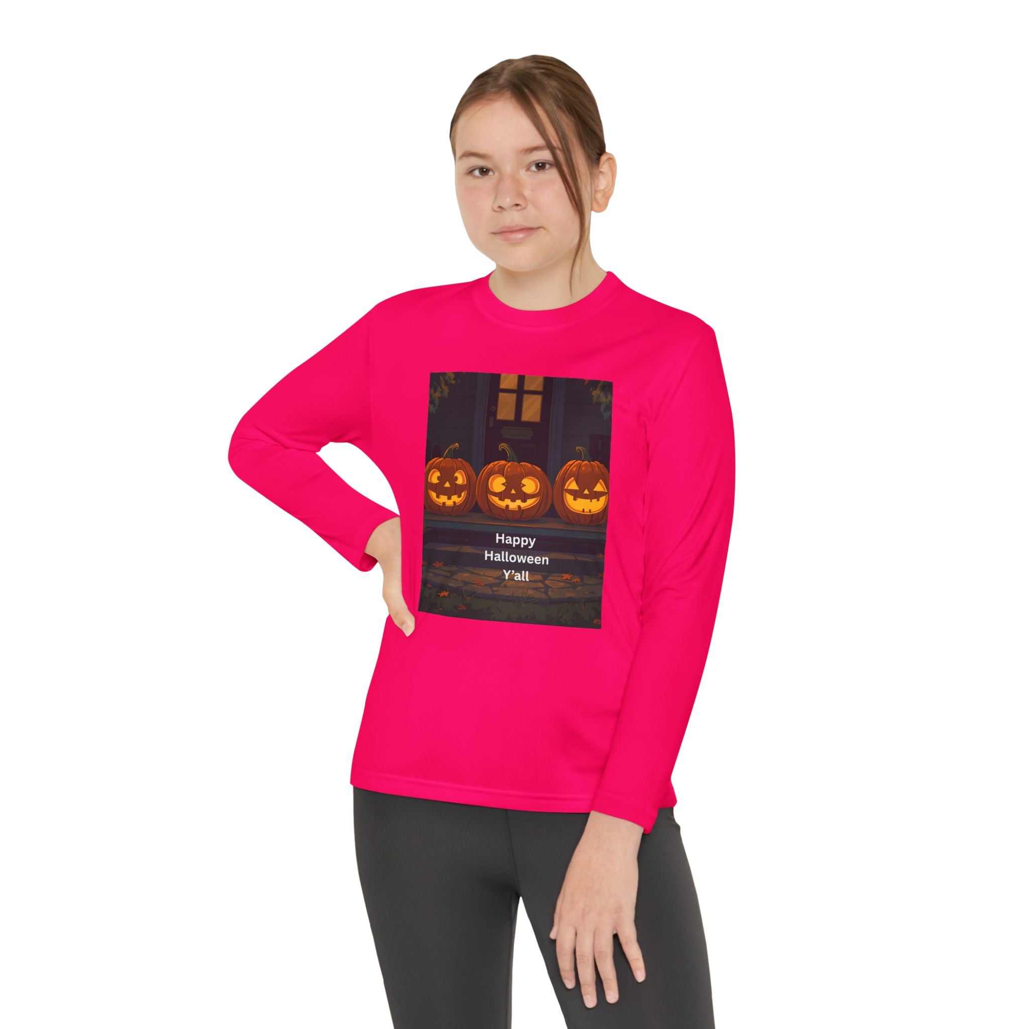 Halloween Pumpkin Youth Long Sleeve Competitor Tee
