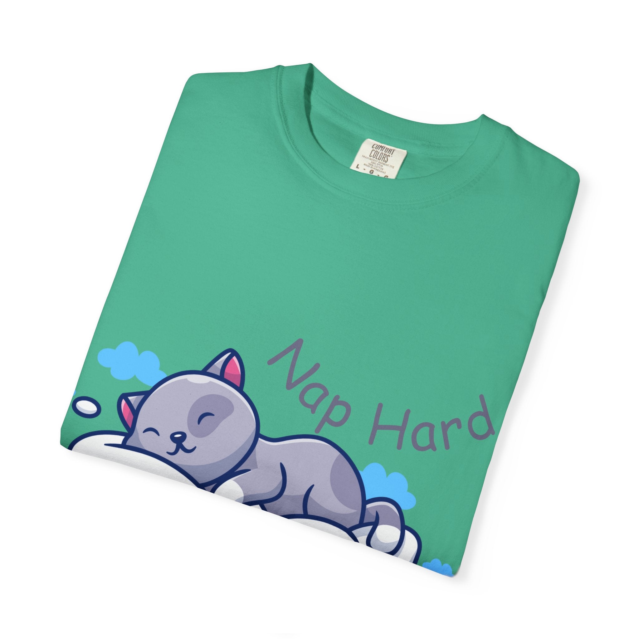 Cozy Cat Nap Hard Unisex Garment-Dyed T-shirt, Cat Lover Gift, Cozy Casual Tee, Funny Nap Shirt, Perfect for Pet Owners, Lightweight Summer Top