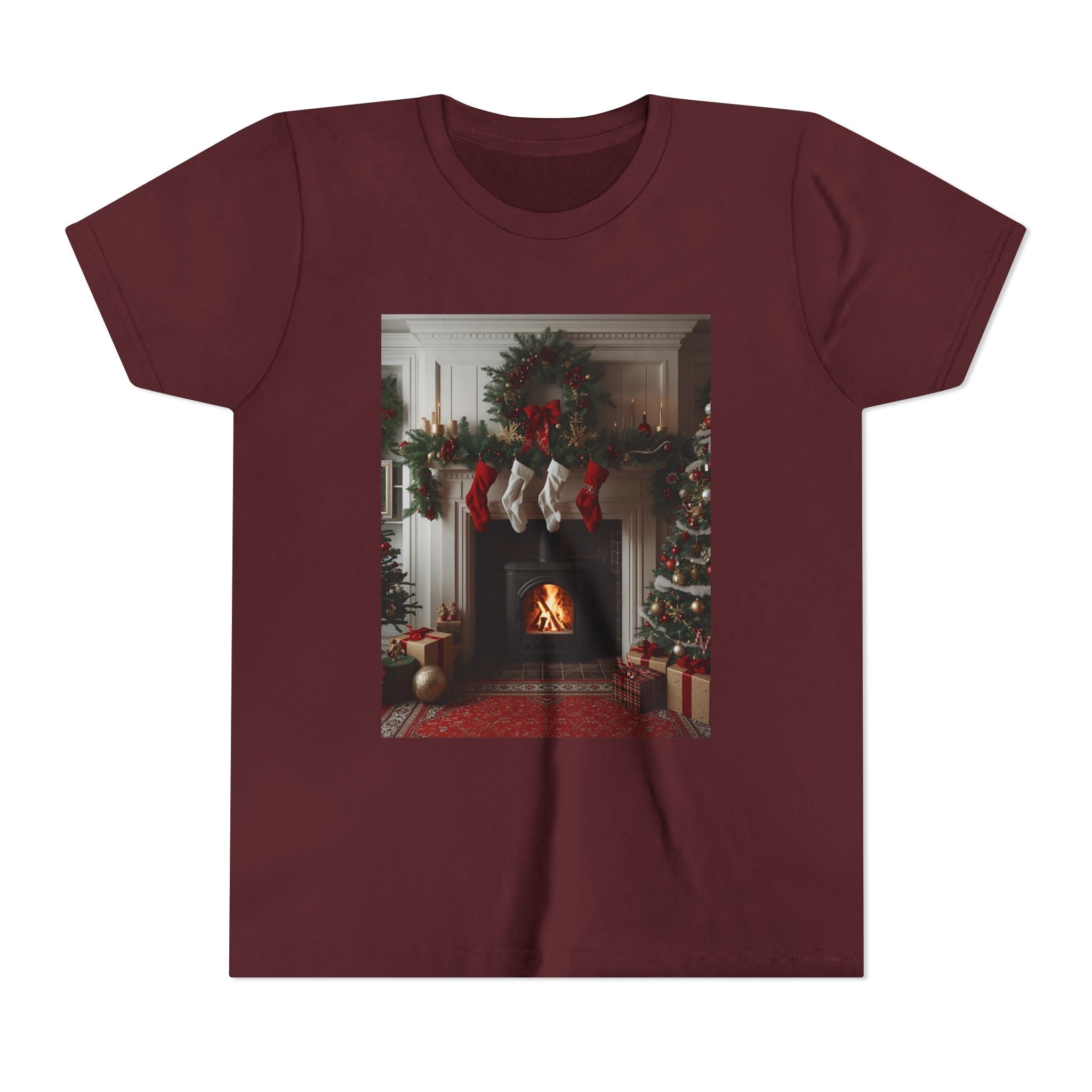 Cozy Christmas Youth Tee, Holiday Gift for Kids, Festive Short Sleeve Shirt, Winter Wear, Family Photos, Christmas Apparel