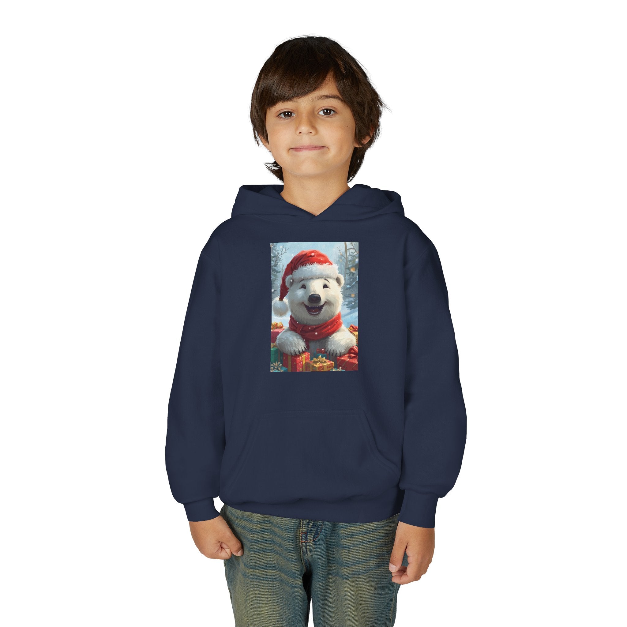 Christmas Bear Youth Heavy Blend Hooded Sweatshirt
