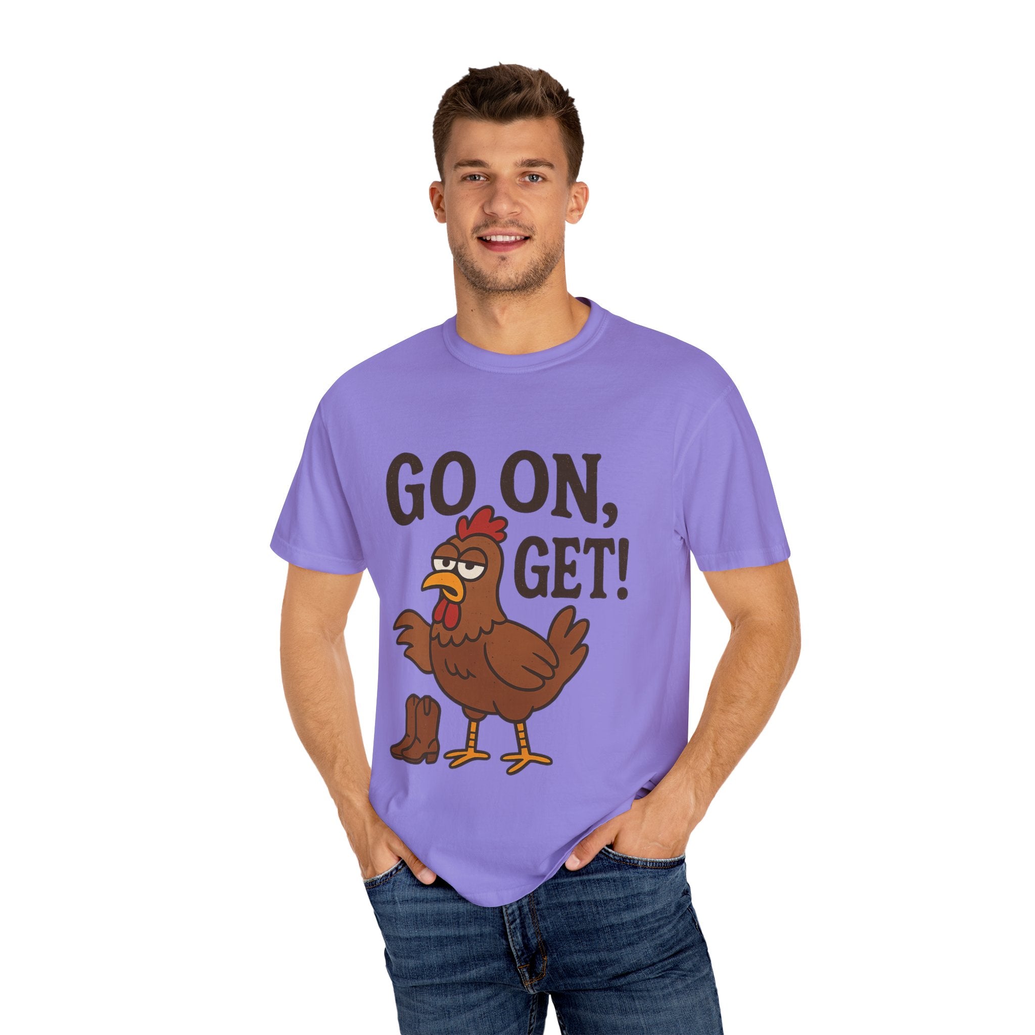 Funny Chicken Graphic T-Shirt - "Go On, Get!" Unisex Tee