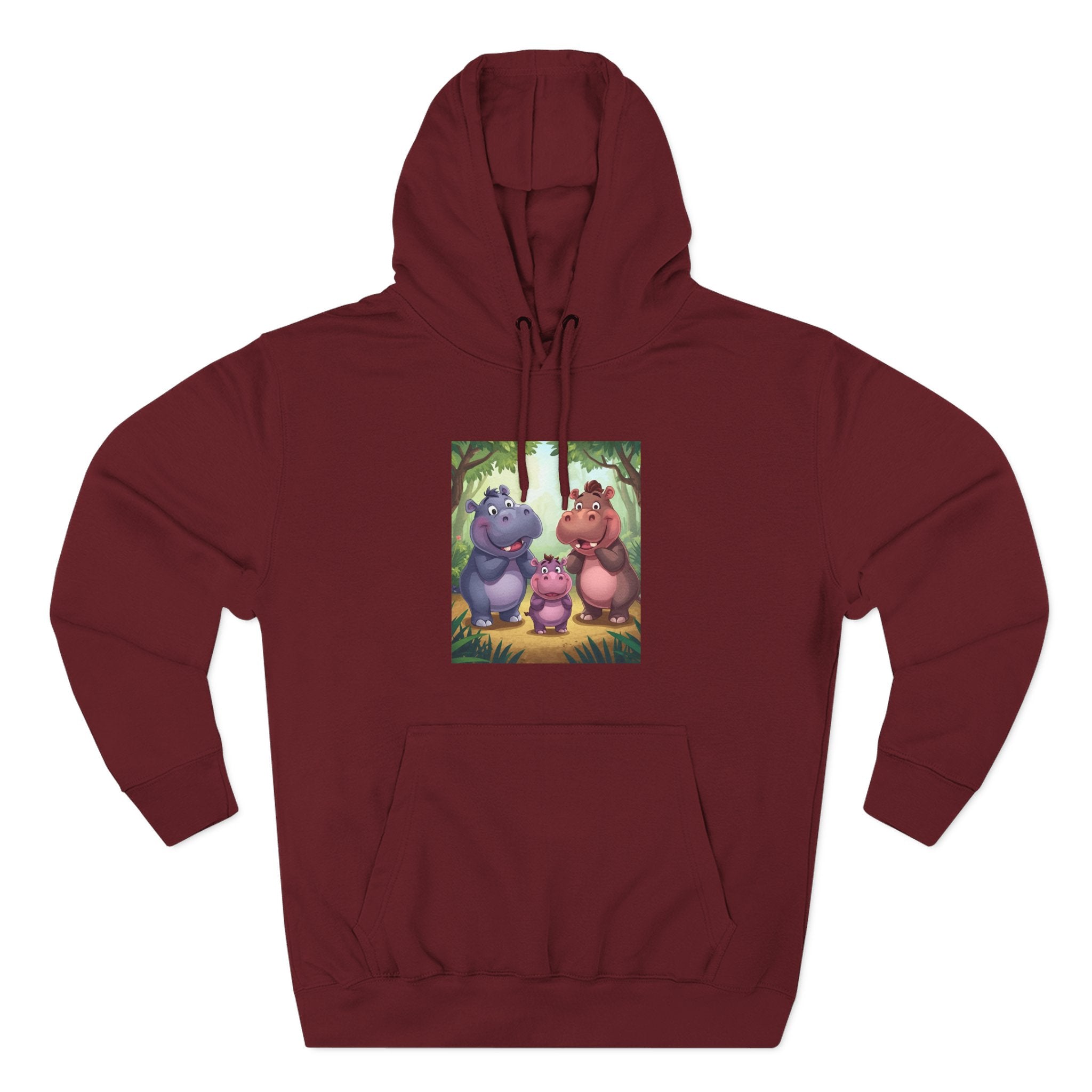 Hippo Cute Three-Panel Fleece Hoodie