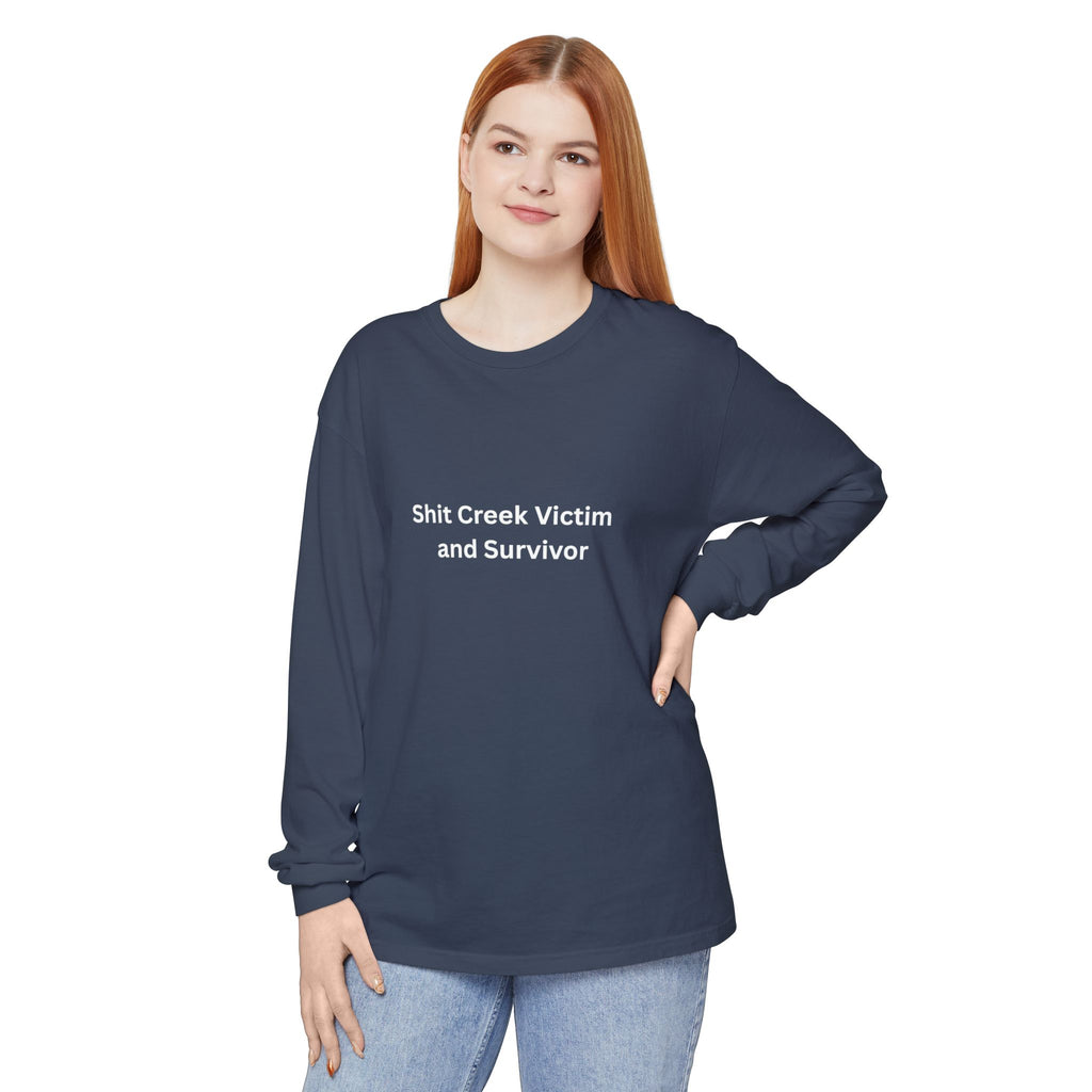 Shit Creek Survivor Long Sleeve T-Shirt, Funny Gift, Casual Wear, Humor Shirt, Birthday Gift, Unisex Apparel