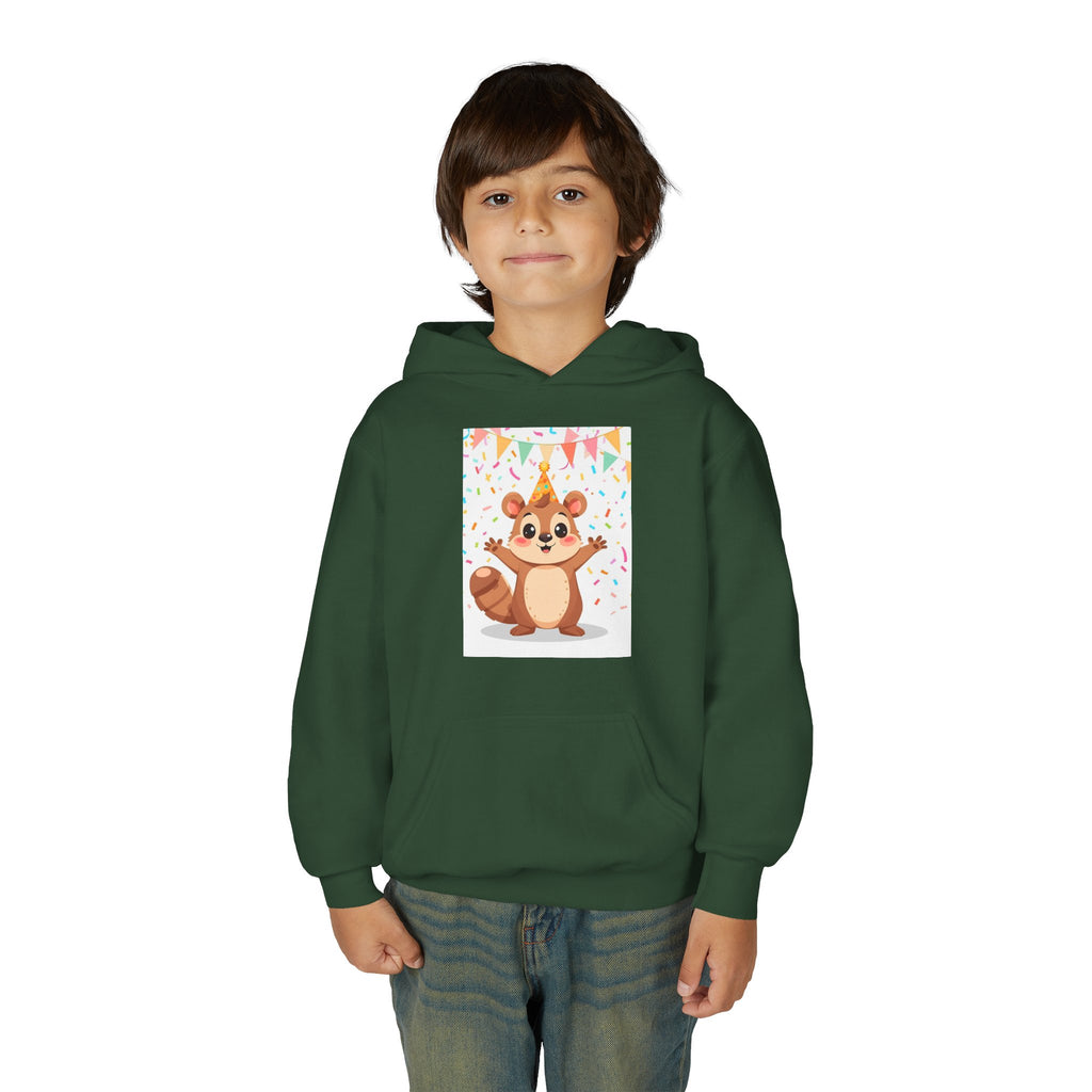 Party Animal With Squirl Youth Heavy Blend Hooded Sweatshirt