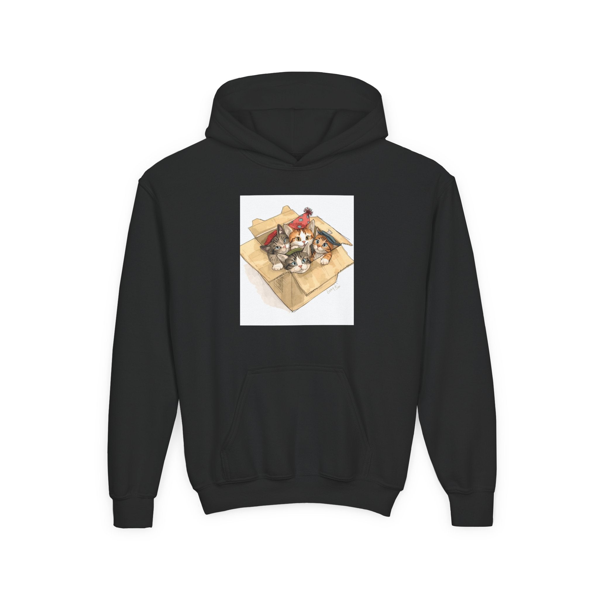 Cute Kittens In Box Youth Heavy Blend Hooded Sweatshirt