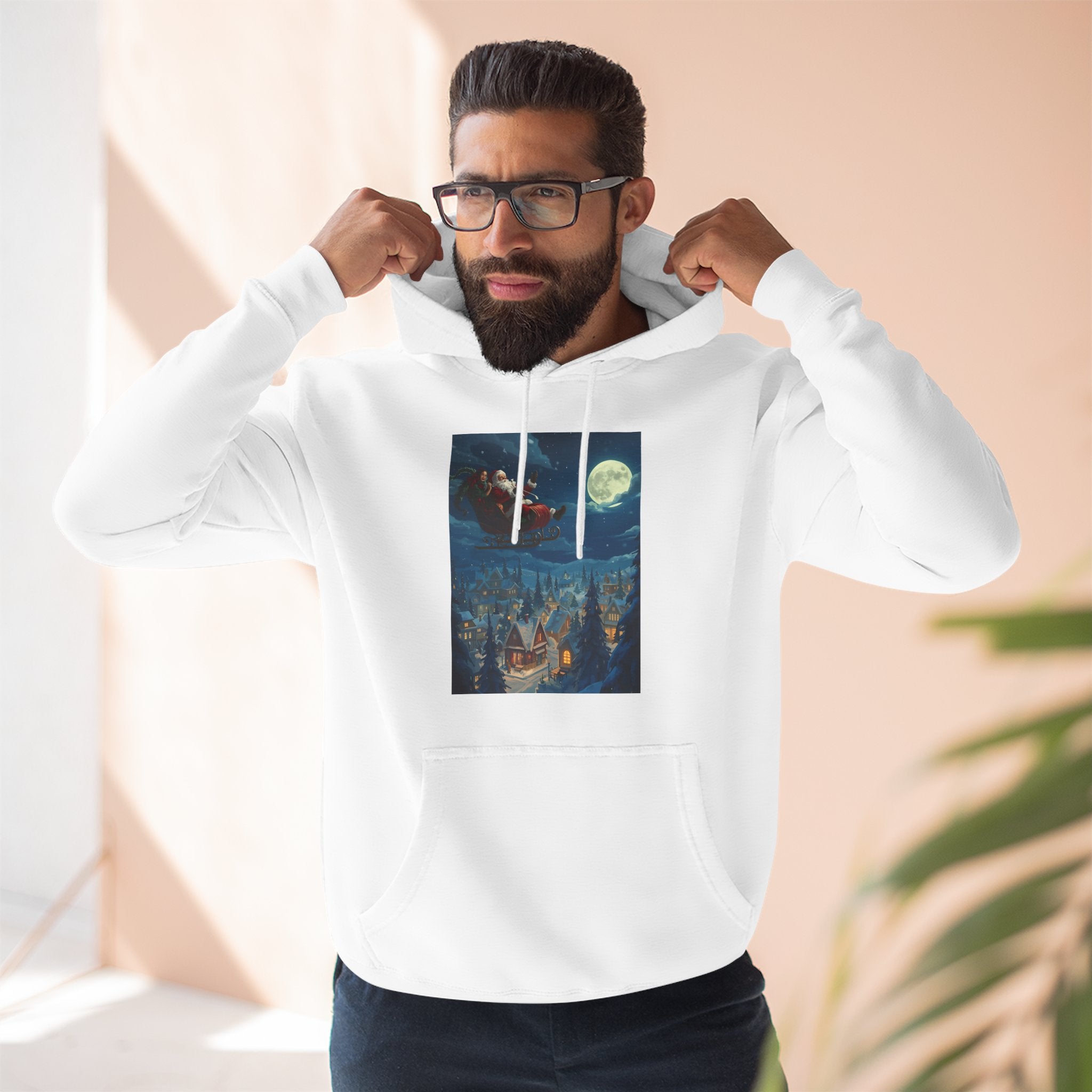 Christmas Santa Sleigh Three-Panel Fleece Hoodie