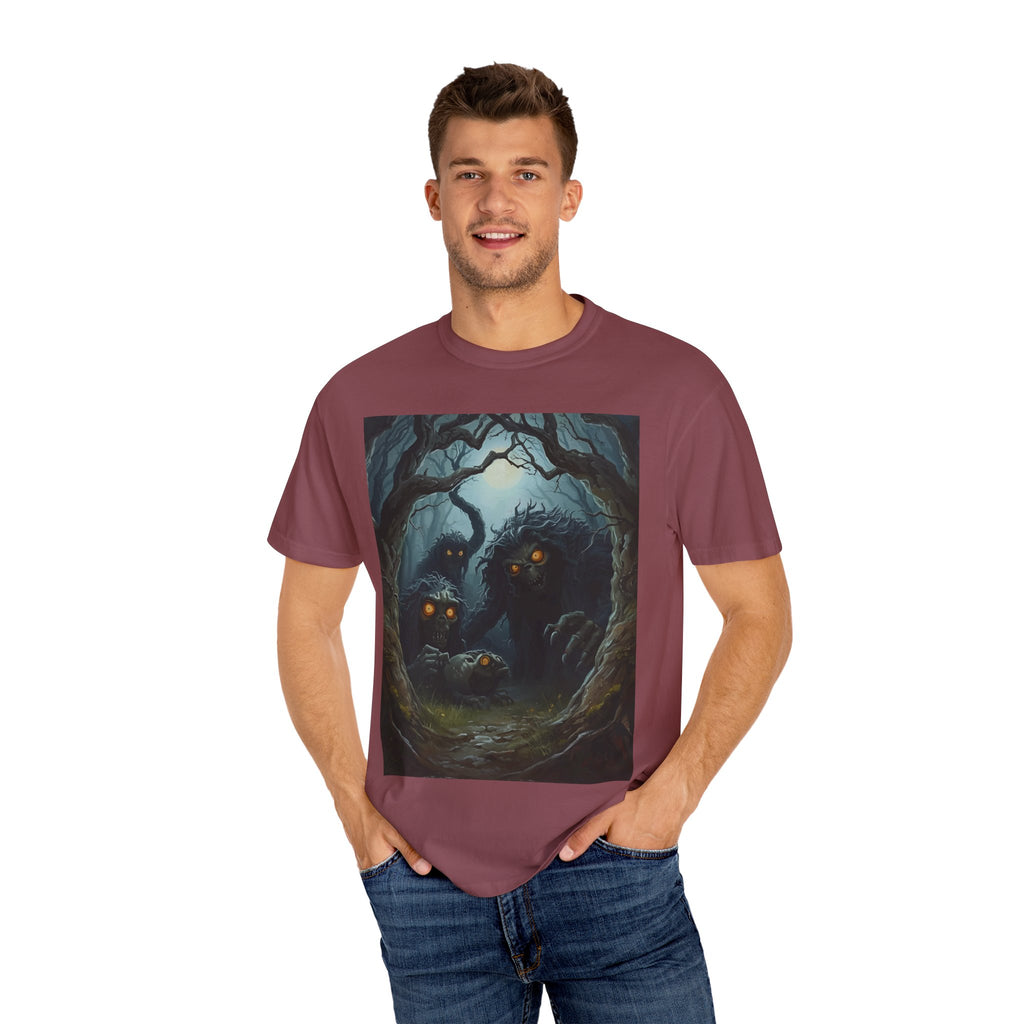Spooky Mysterious Forest Graphic T-Shirt, Unisex Tee, Nature Lover Gift, Halloween Apparel, Unique Artwear