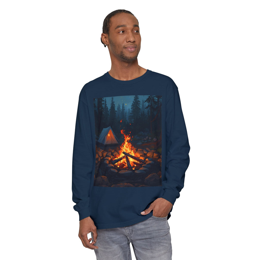Camping Vibes Long Sleeve T-Shirt | Outdoor Adventure Shirt, Cozy Gift for Campers, Bonfire, Nature Lovers, Unisex Tee