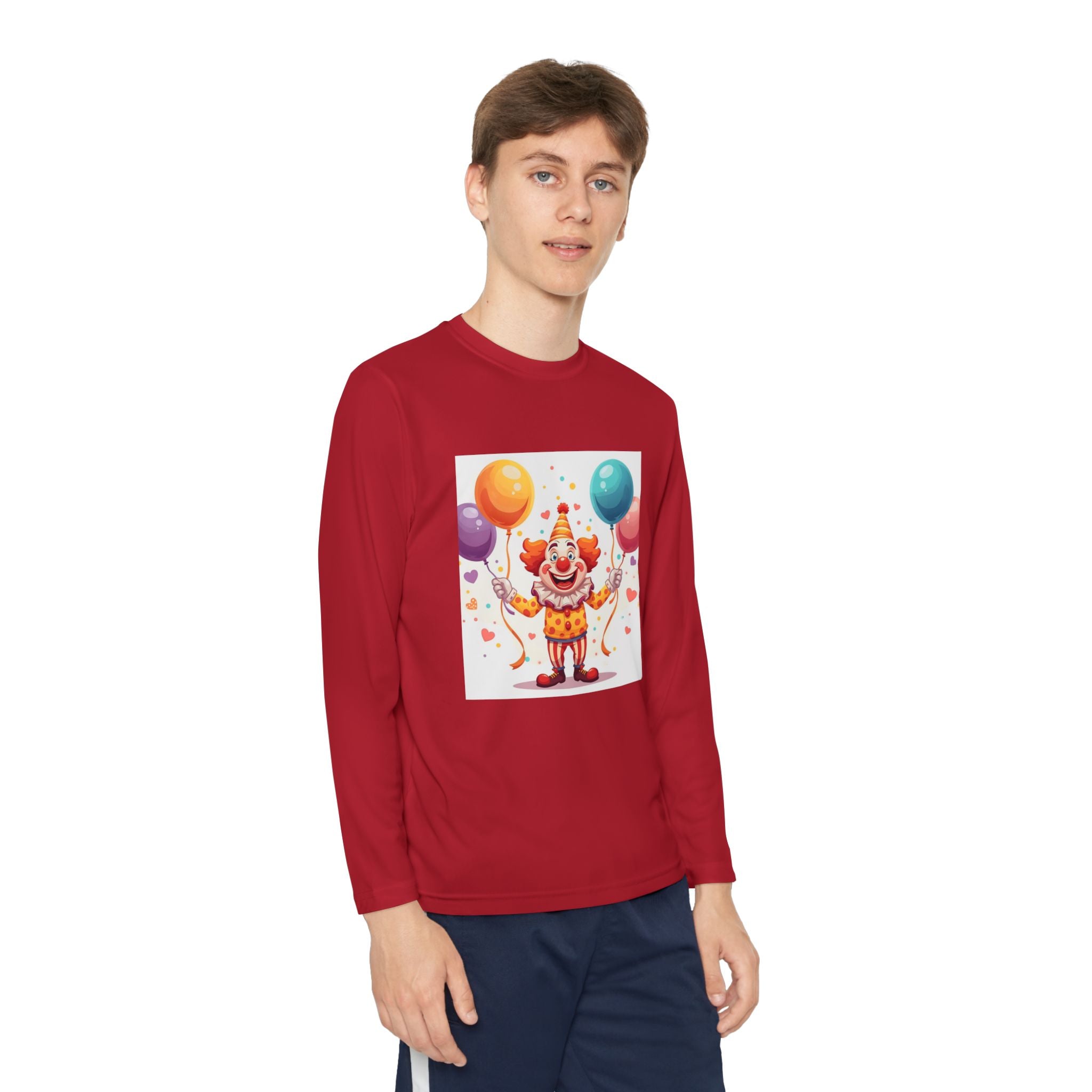 Birthday Clown With Balloons Youth Long Sleeve Competitor Tee