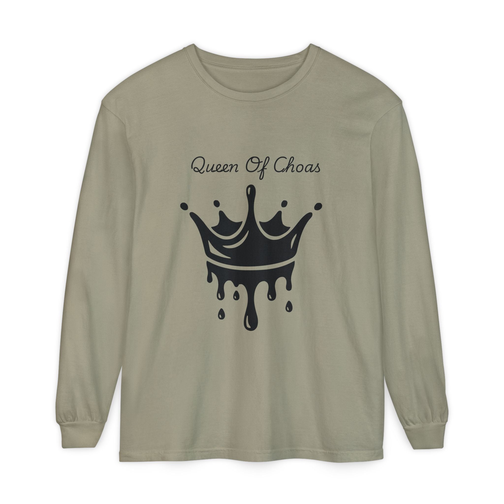 Queen of Chaos Long Sleeve T-Shirt - Stylish Unisex Apparel for Creative Souls, Casual Wear, Gift for Her, Birthday, Everyday Style
