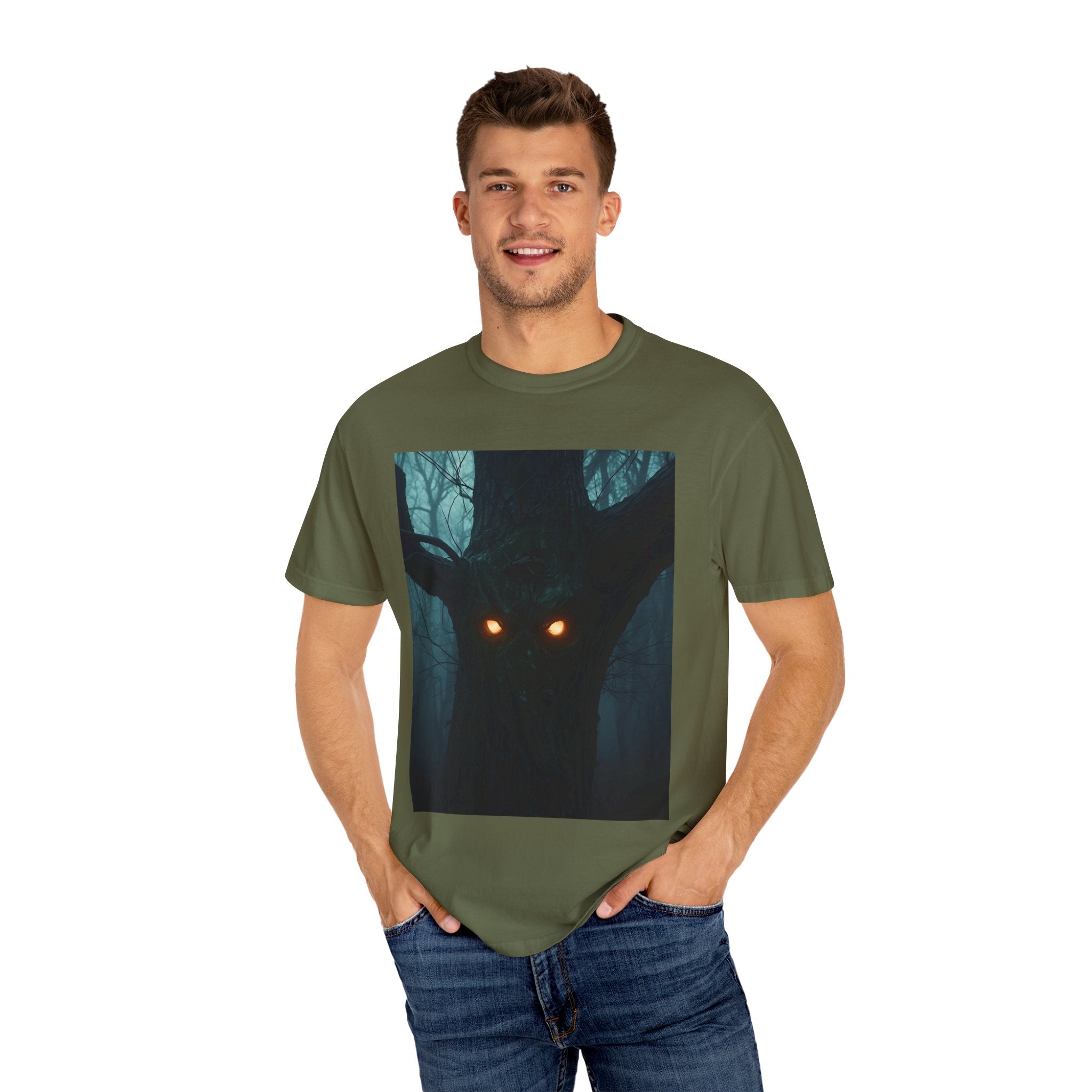 Spooky Forest Creature Unisex T-Shirt, Casual Wear, Gift for Nature Lovers, Halloween Apparel, Trendy Graphic Tee