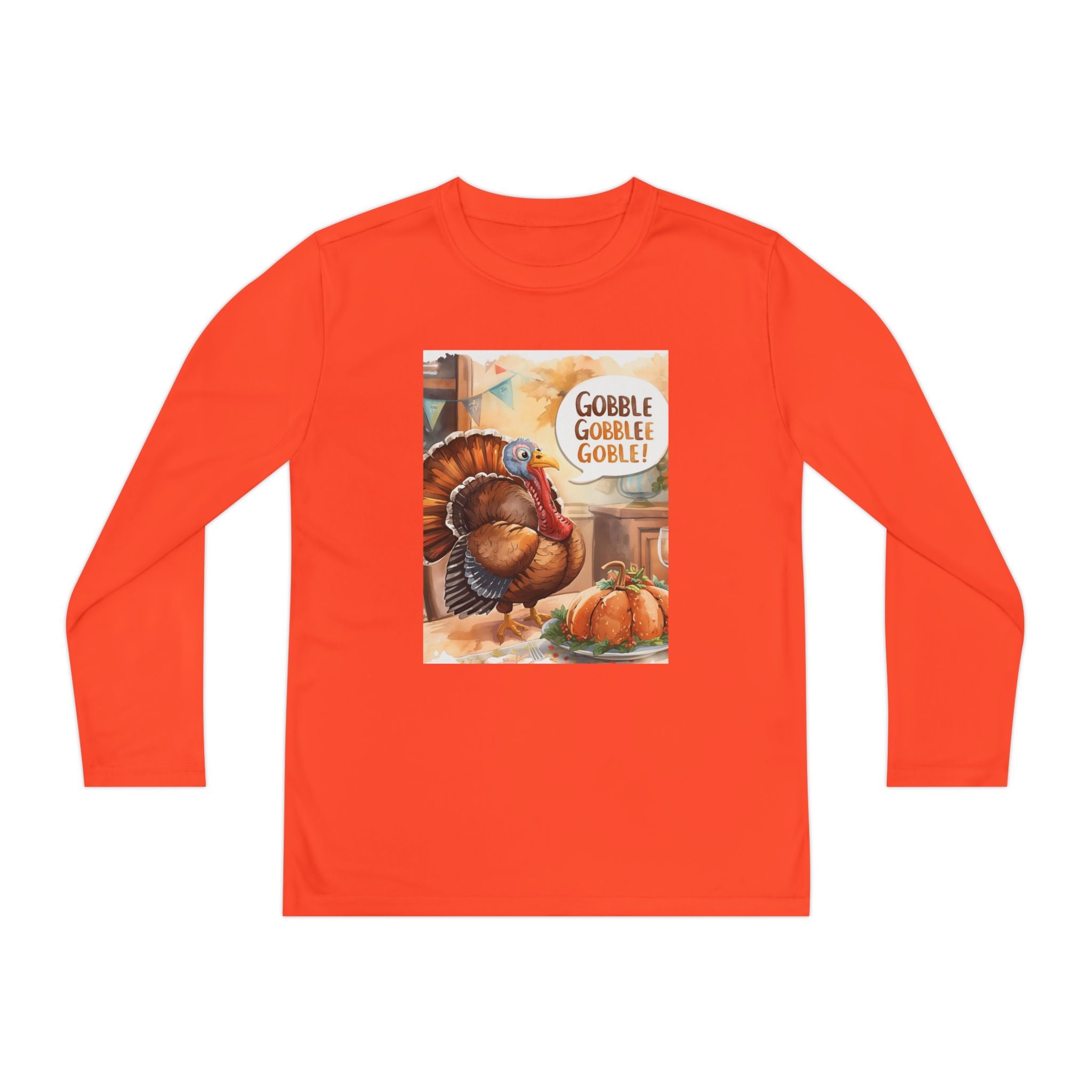 Thanksgiving Turkey Youth Long Sleeve Competitor Tee