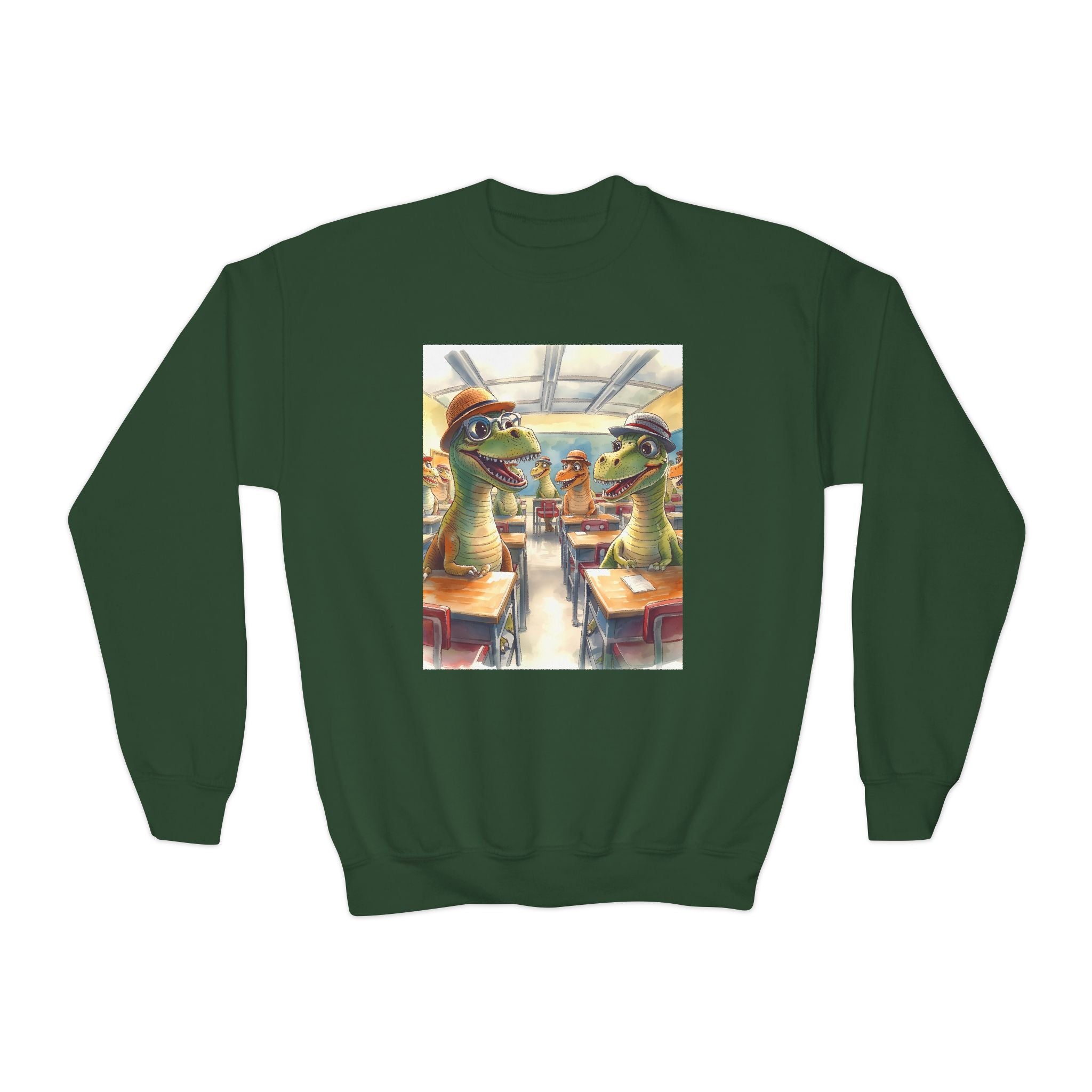 Dinosaur Classroom Youth Crewneck Sweatshirt, Fun Sweater for Kids, Perfect for Birthdays, School Events, Halloween, Unique Gift Idea