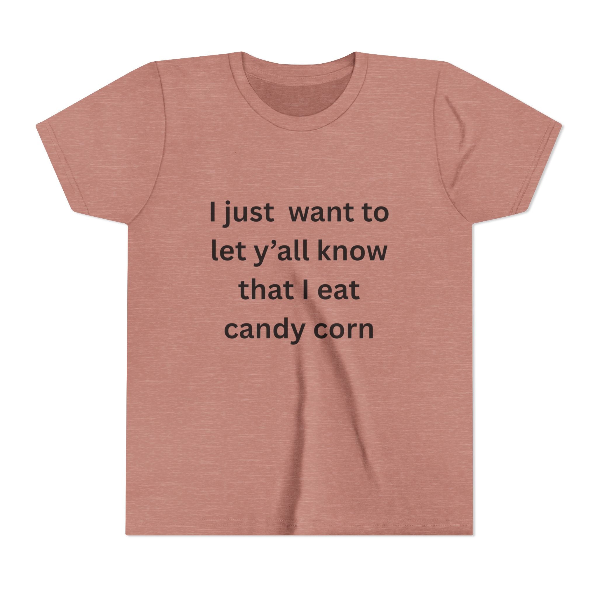 I Eat Candy Corn Youth Candy Corn Tee, Fun Halloween Shirt, Cute Short Sleeve Tee, Youth Graphic Top, Fall Celebration Apparel, Trick or Treat Shirt