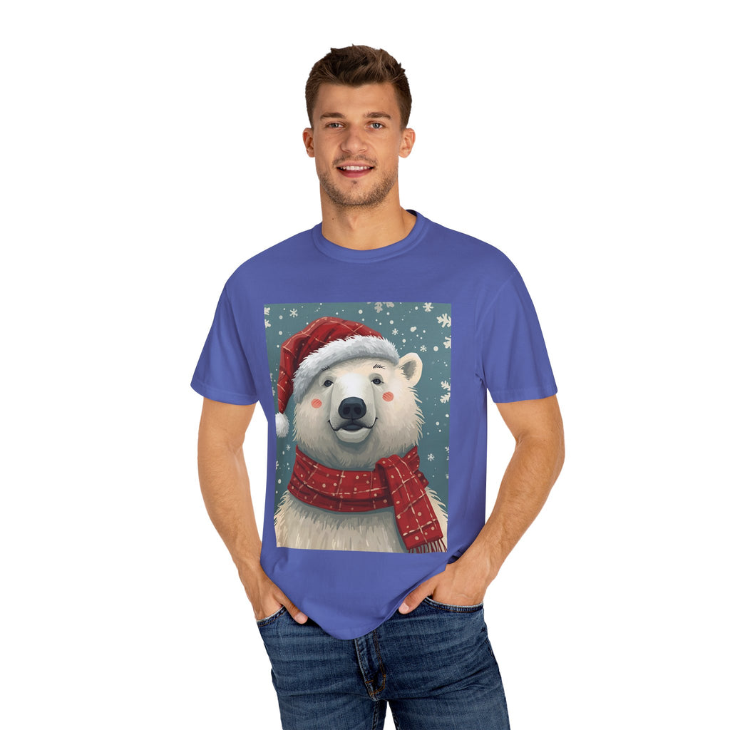 Festive Polar Bear T-Shirt, Christmas Tee, Winter Apparel, Holiday Shirt, Gift Idea, Unisex Graphic Tee