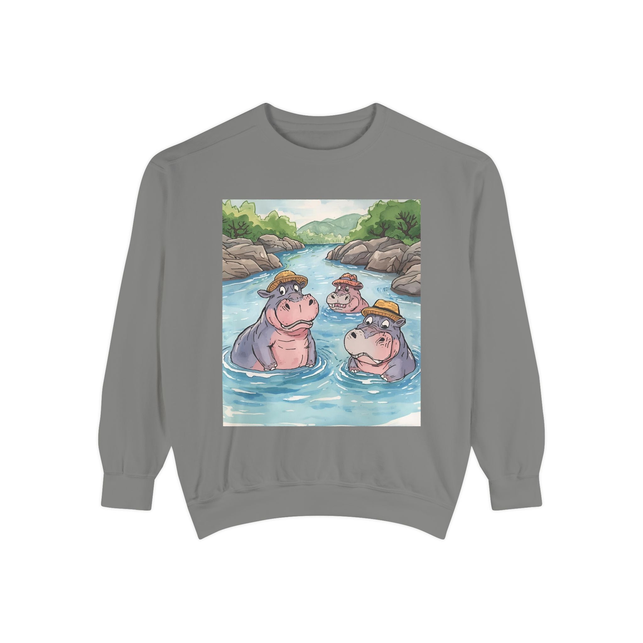 Hippo Cute Unisex Garment-Dyed Sweatshirt