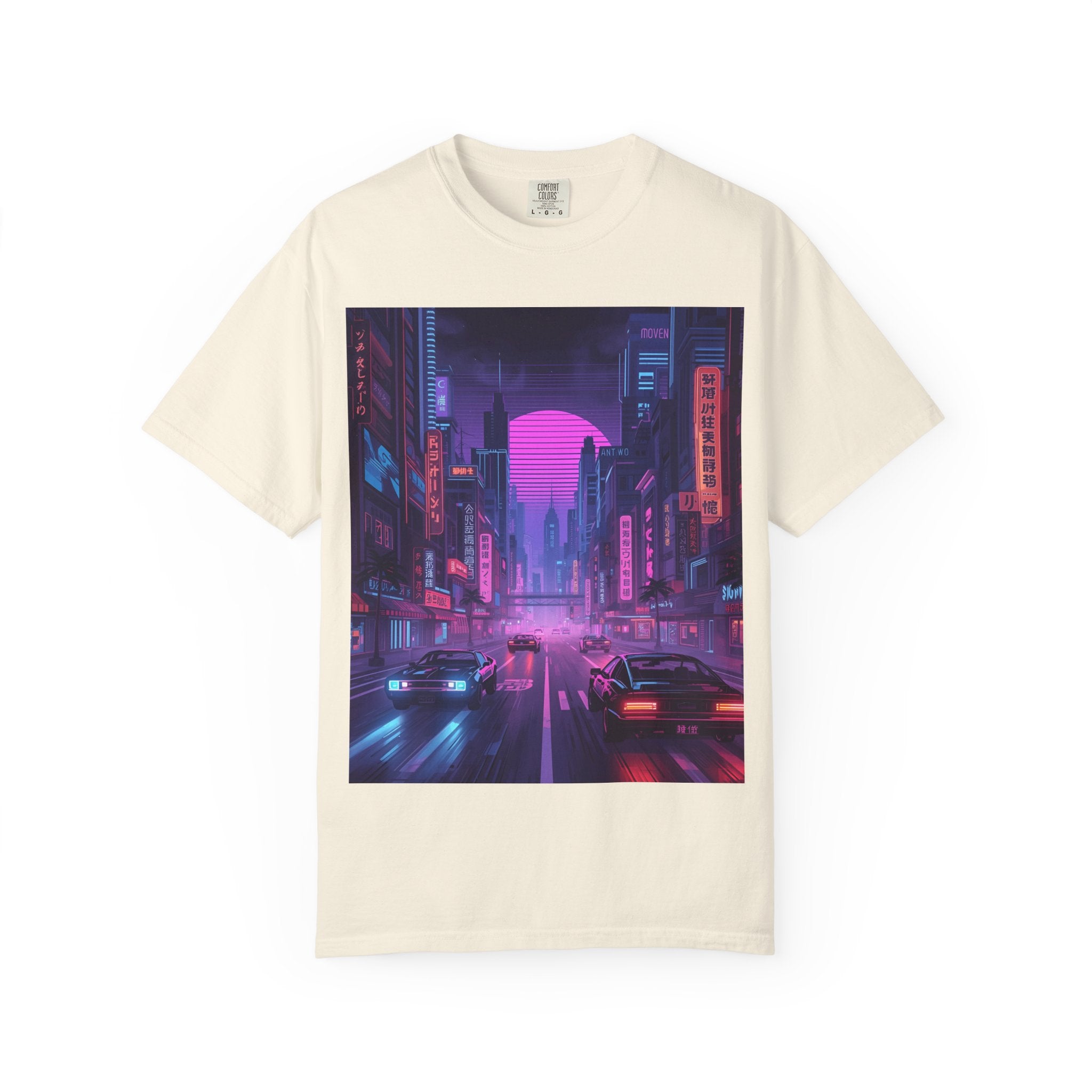 Futuristic Neon Cityscape T-Shirt, Retro Graphic Tee, Unisex Streetwear, Urban Vibe Shirt, Gift for Gamers, Summer Outfit