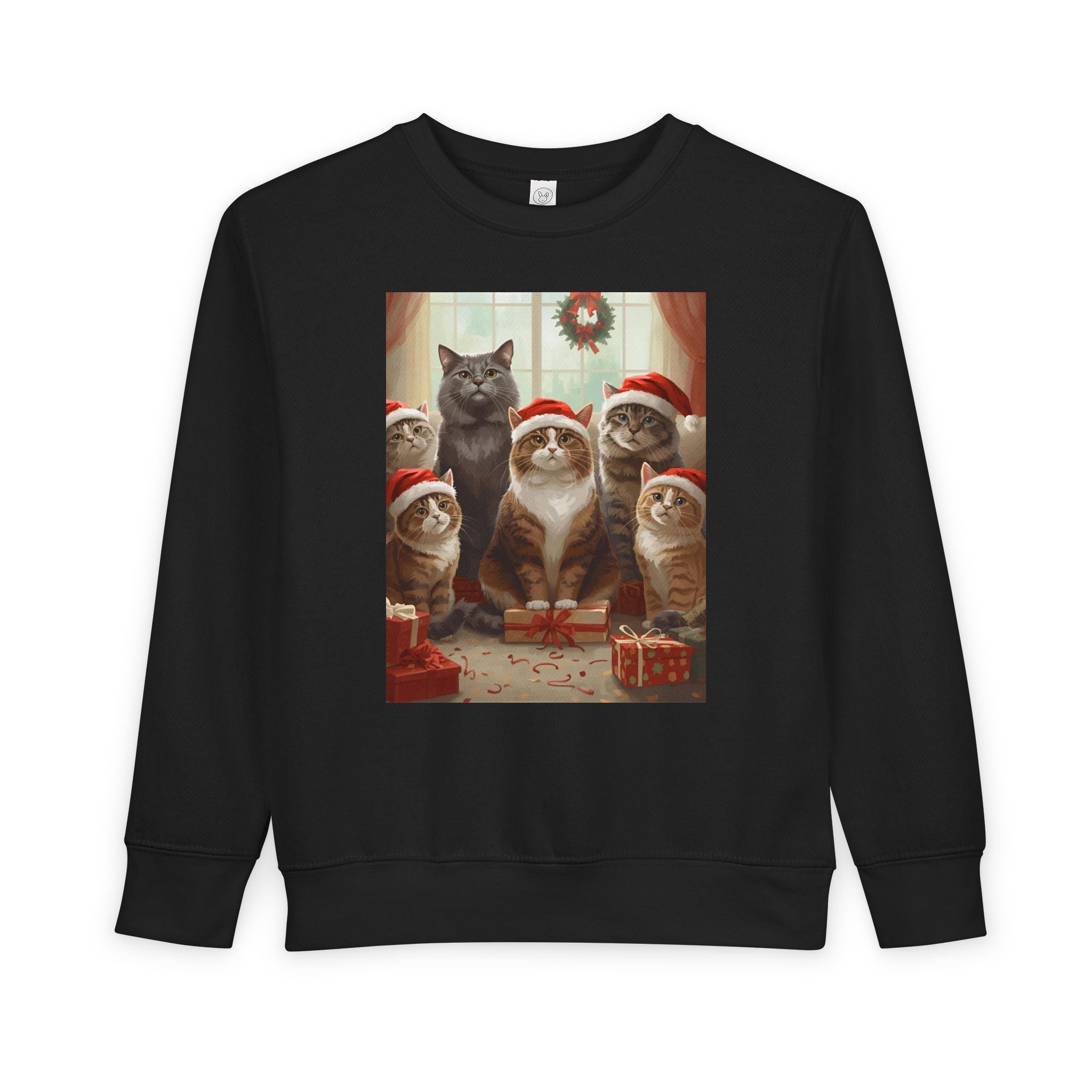 Cute Festive Christmas Cat Toddler Sweatshirt