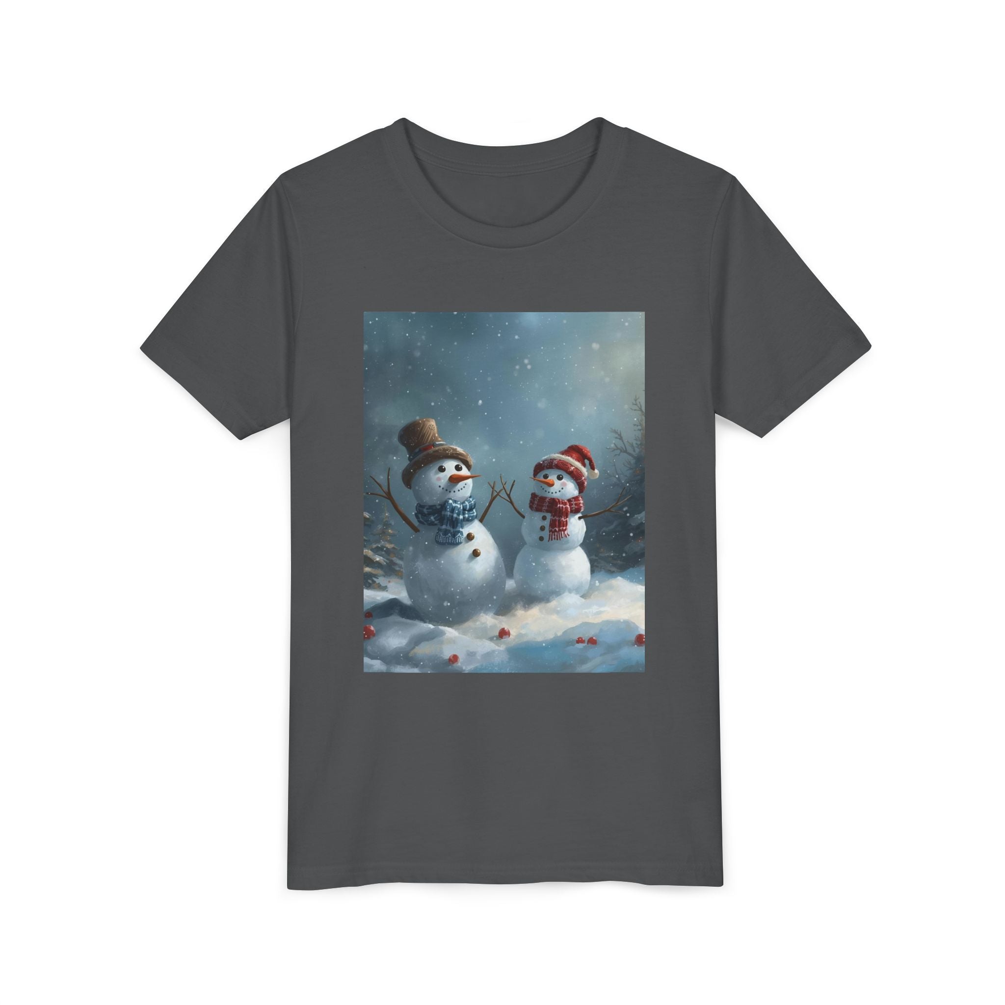 Youth Christmas Snowman Tee, Winter T-Shirt, Christmas Gift, Holiday Apparel, Kids Winter Wear, Cute Snowman Design