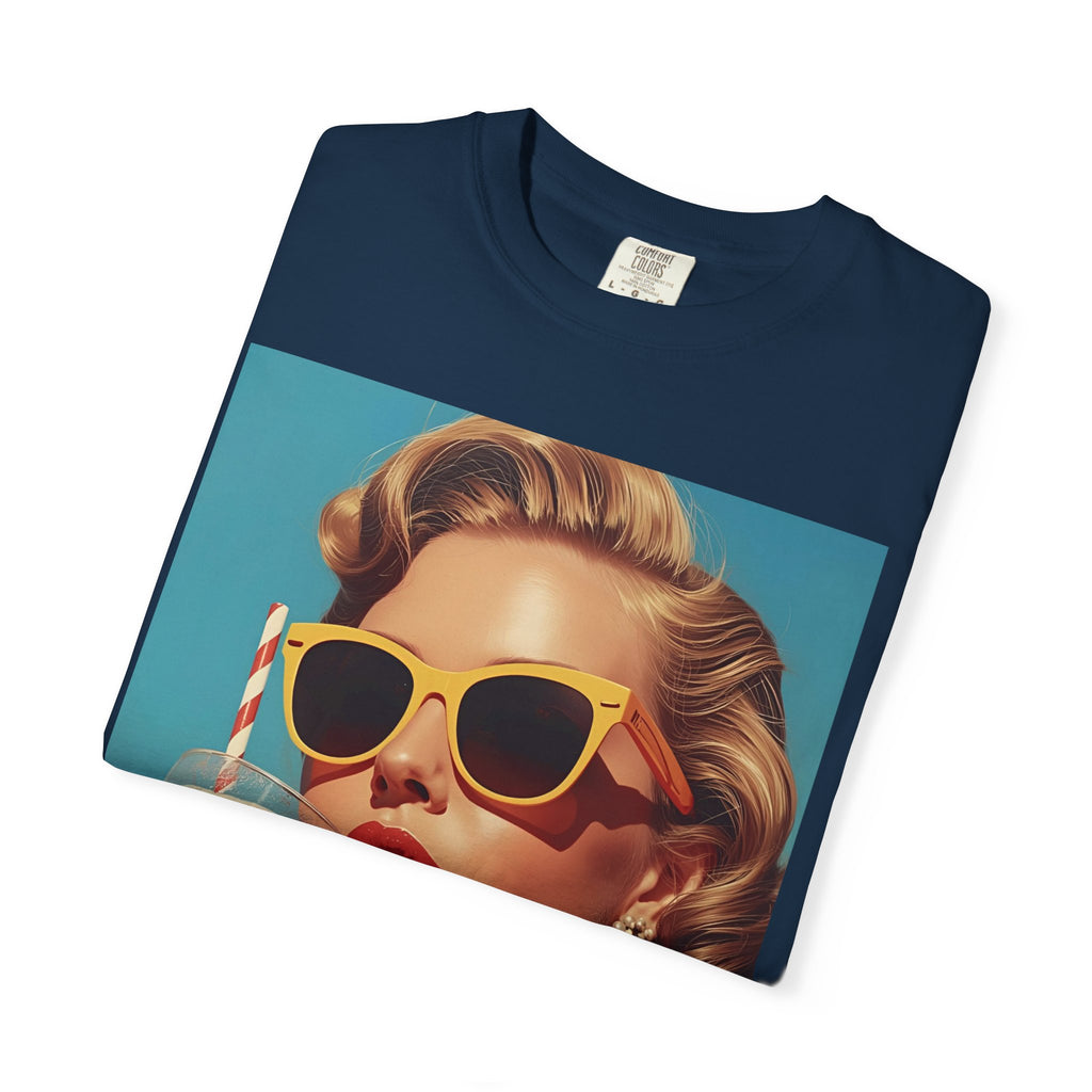 Retro Pop Art Summer Vibe T-shirt | Unisex Garment-Dyed Tee, Vintage Style Shirt, Trendy Summer Wear, Perfect Gift for Her, Casual Everyday Top