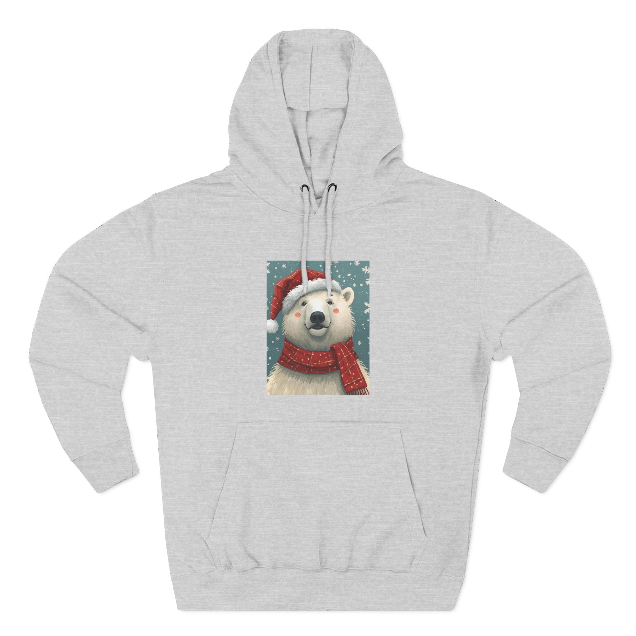 Cozy Polar Bear Holiday Hoodie, Winter Fleece Sweatshirt, Christmas Gift, Cute Animal Hoodie, Festive Apparel, Seasonal Wear