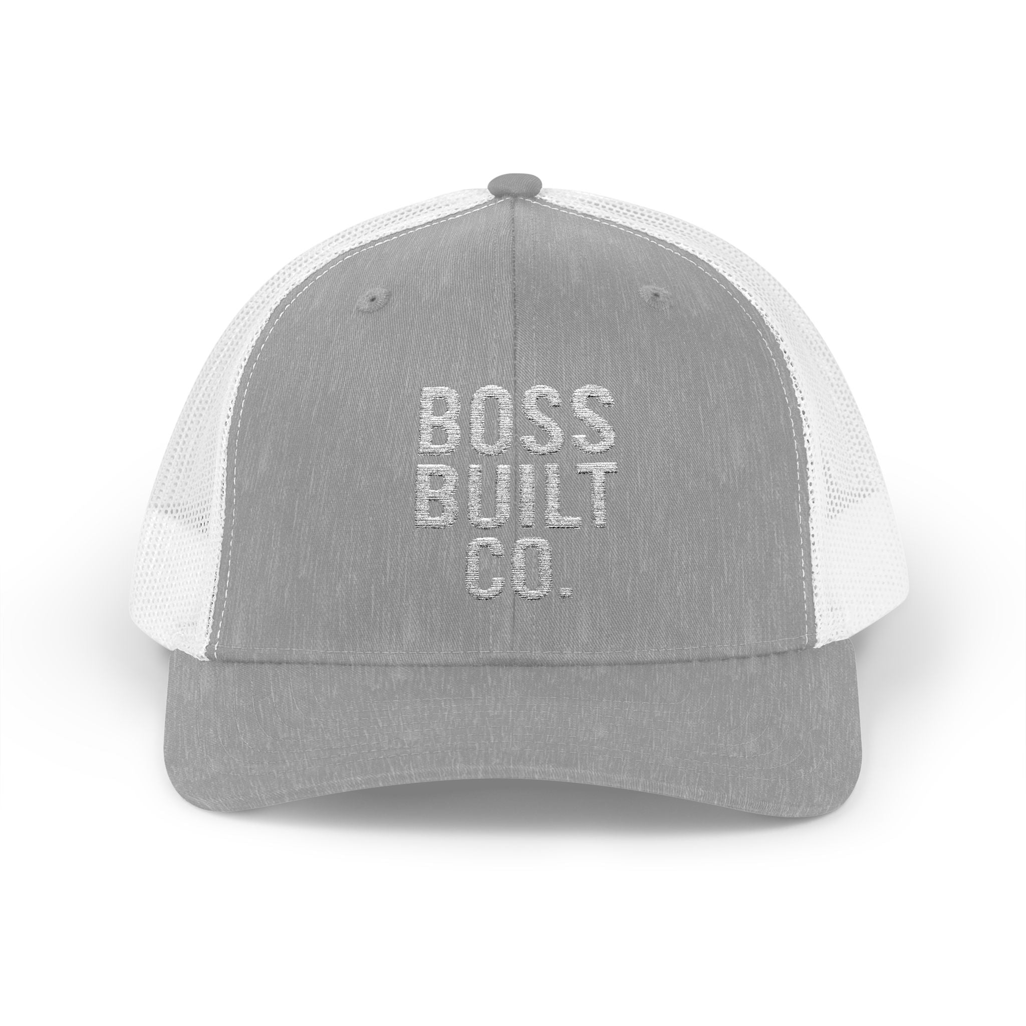 Boss Built Co. Trucker Hat — Vintage Distressed Snapback Cap for Builders & Makers