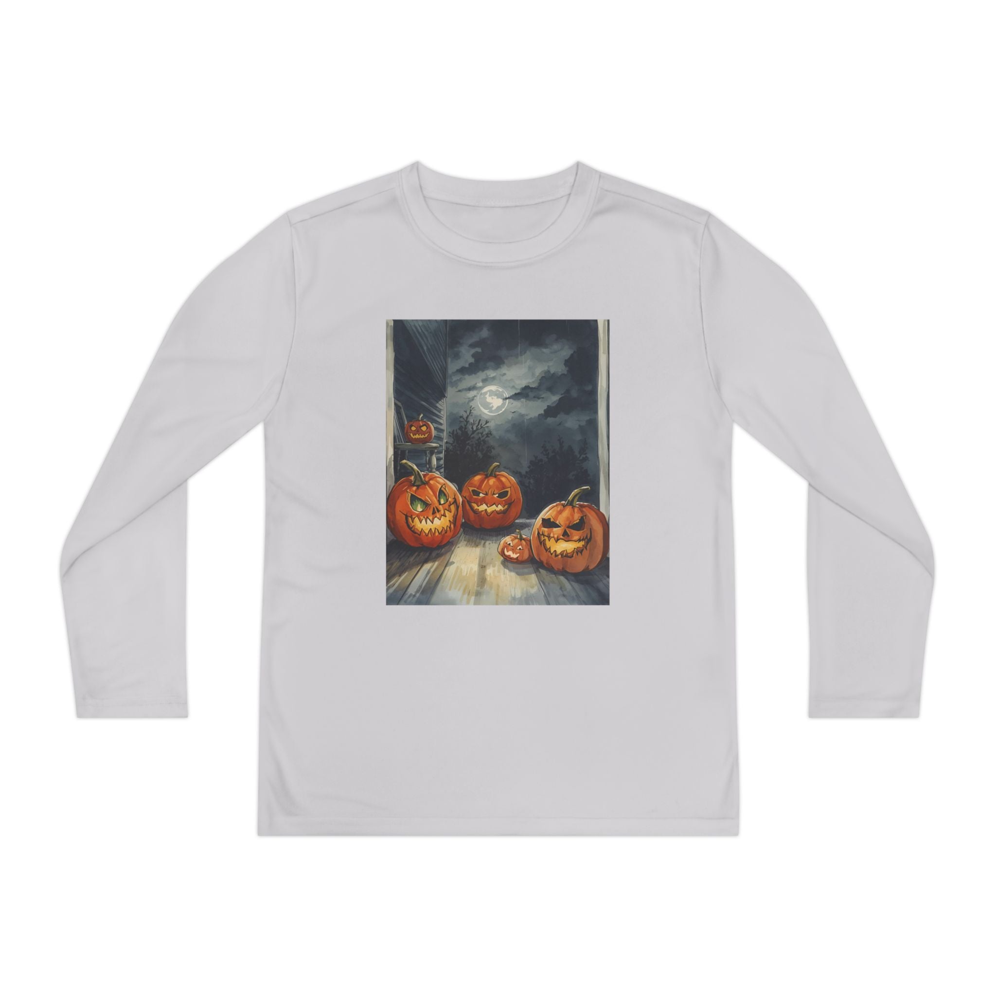 Halloween Pumpkin Spooky Youth Long Sleeve Competitor Tee