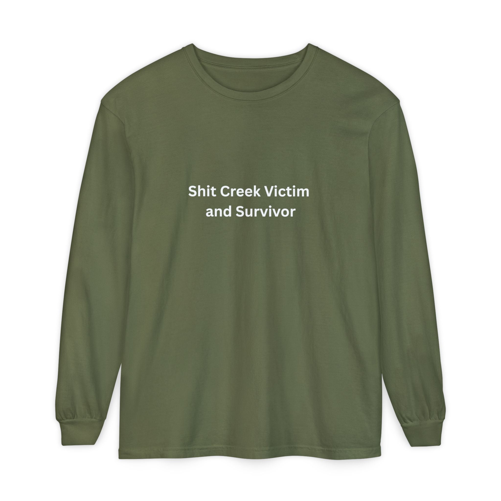Shit Creek Survivor Long Sleeve T-Shirt, Funny Gift, Casual Wear, Humor Shirt, Birthday Gift, Unisex Apparel
