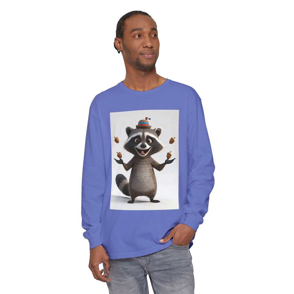 Raccoon Unisex Garment-dyed Long Sleeve T-Shirt