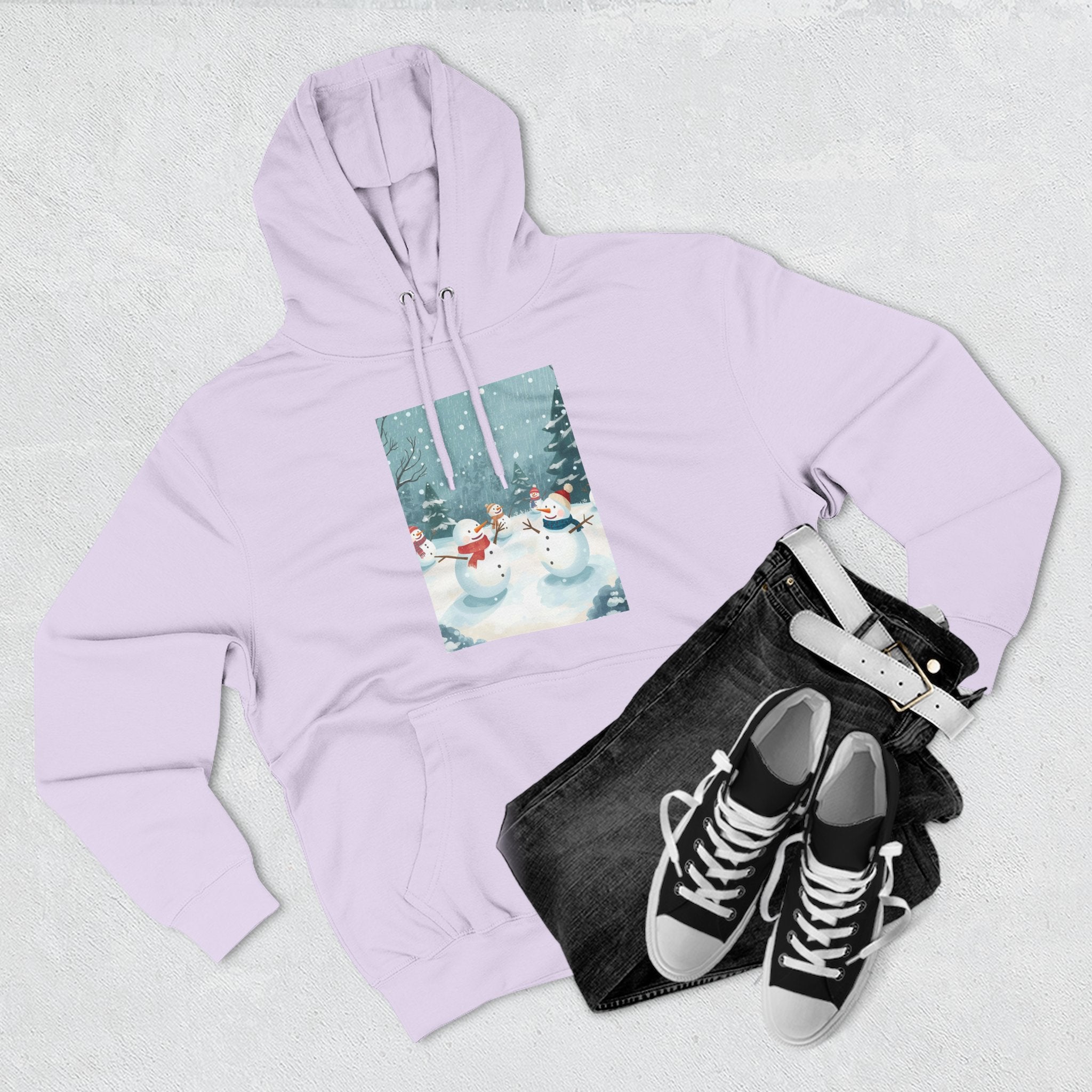 Cozy Snowman Hoodie, Winter Apparel, Holiday Gift, Christmas, Fleece Hoodie, Seasonal Style, Cold Weather Wear